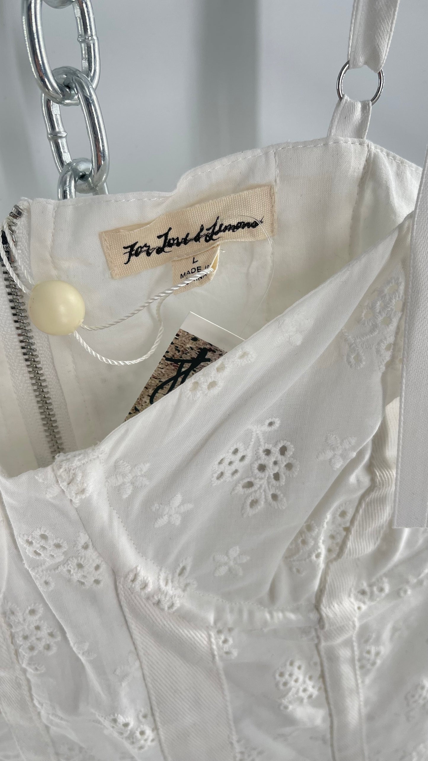 For Love and Lemons White Eyelet Lace Corset with Tags Attached (Large)