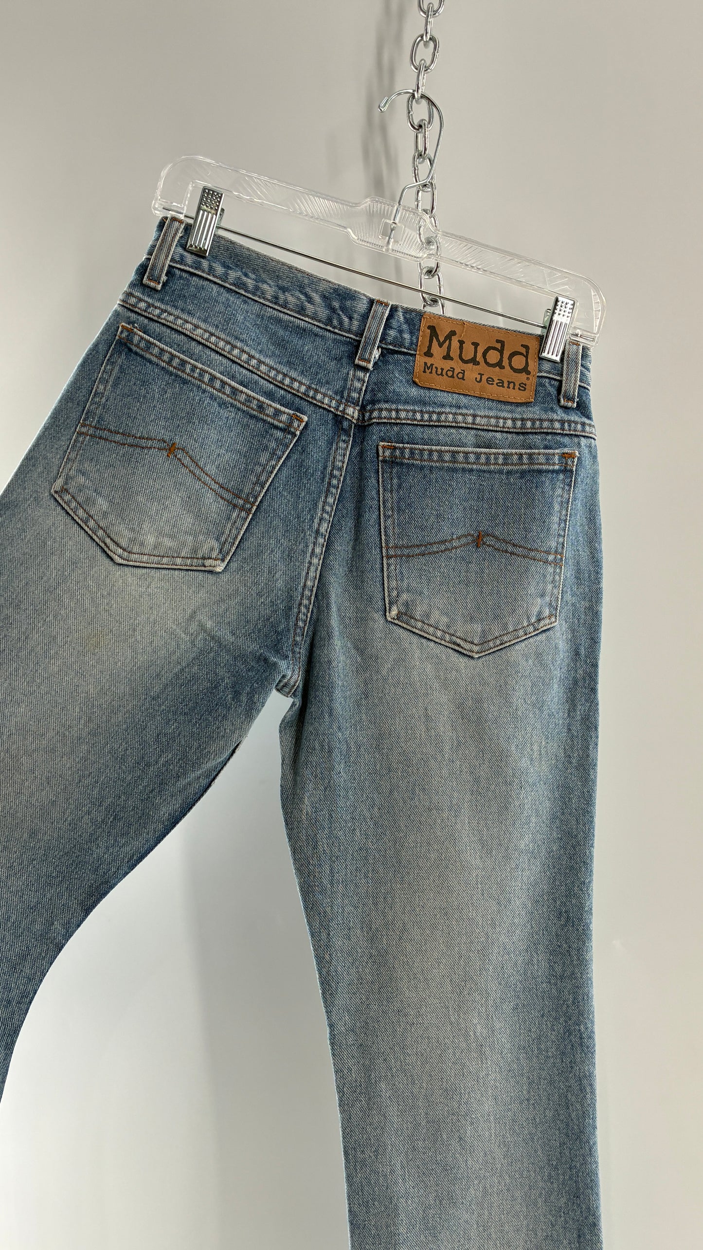 Vintage MUDD Light Wash Kick Flare Jeans with Oversized Jacron (7)