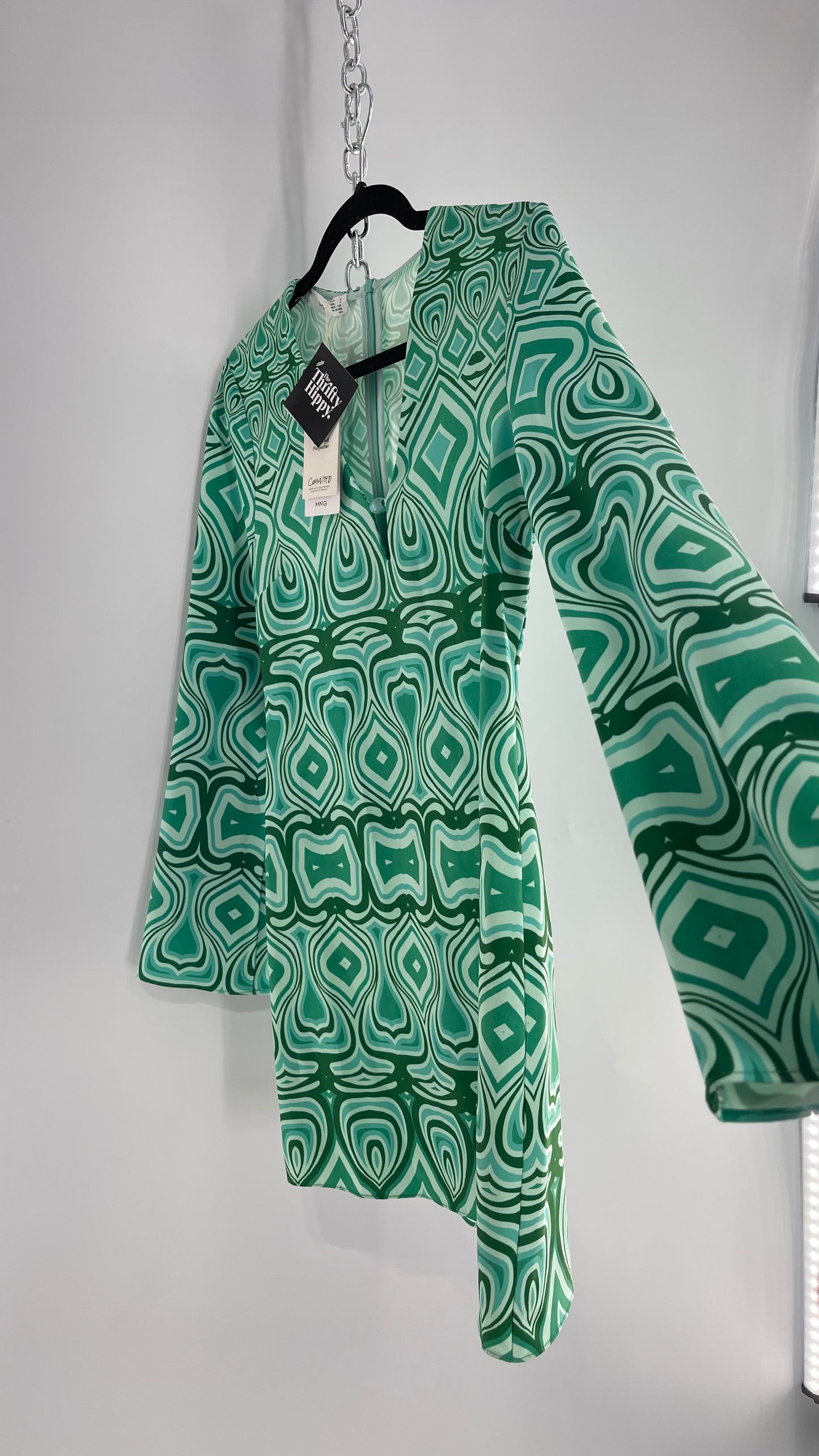 MNG Groovy Green Retro Psychedelic Dress (4)