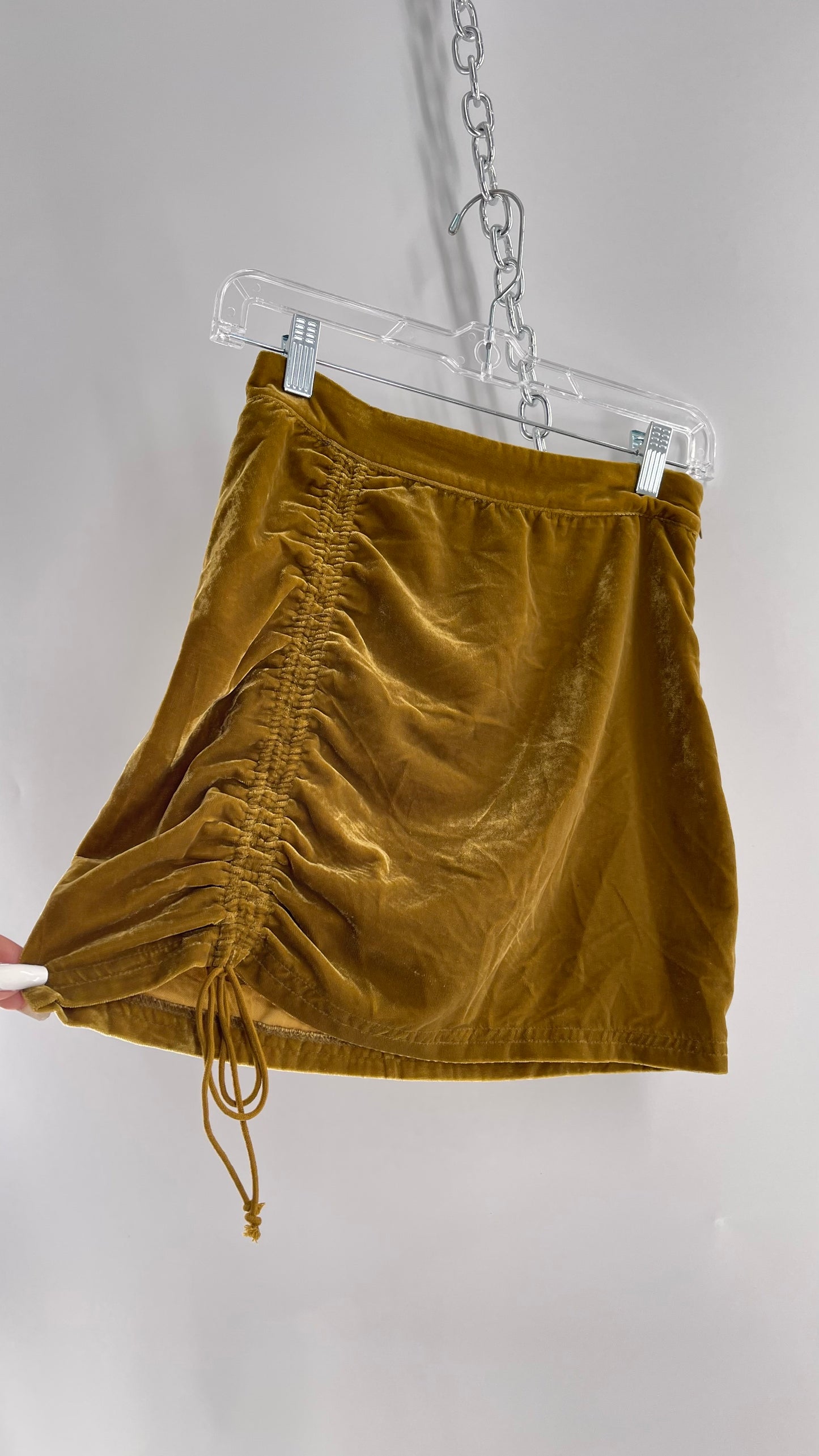 Free People Mustard Velvet Ruche Side Skirt (0)