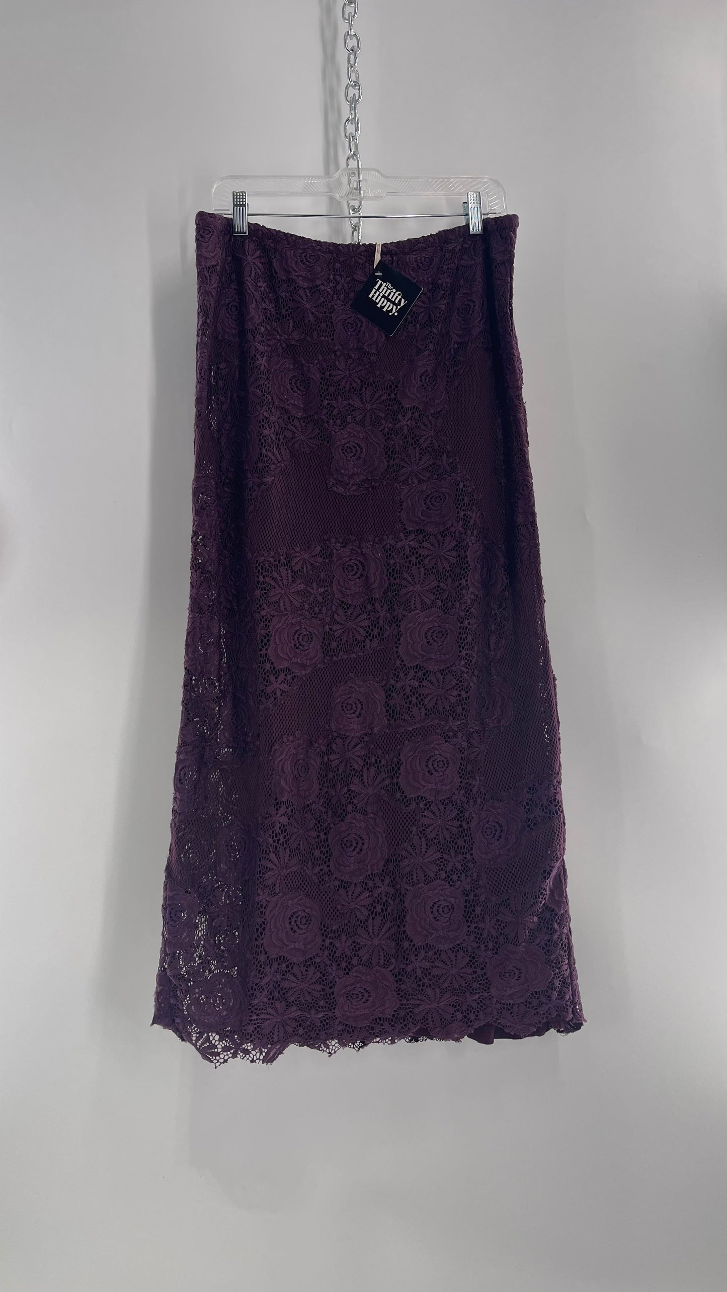 Free People Plum/Purple Lace Mesh Skirt with Tags Attached (Medium)