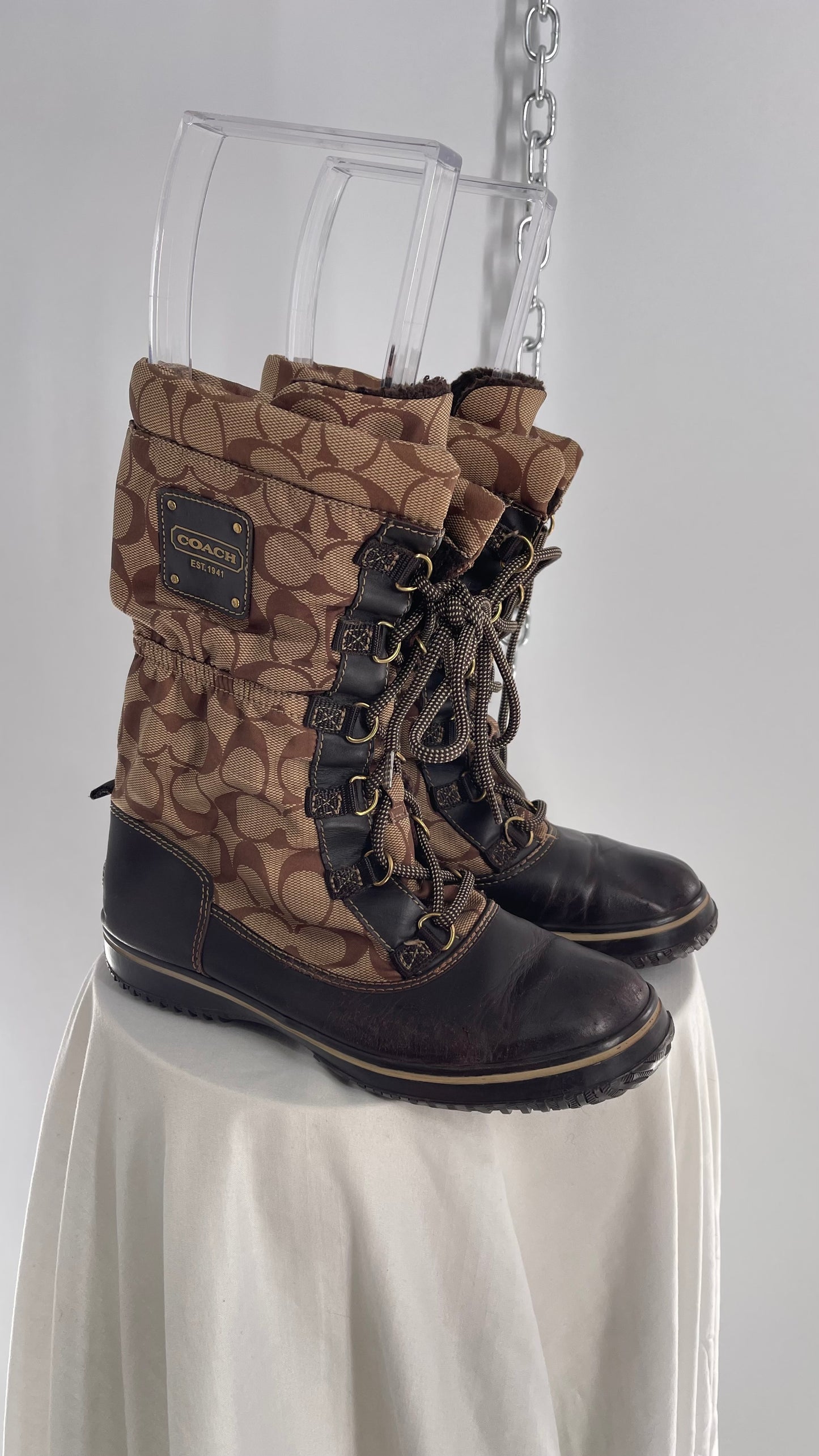 Vintage Coach Shaine Quilted Winter Monogram Boot (7)