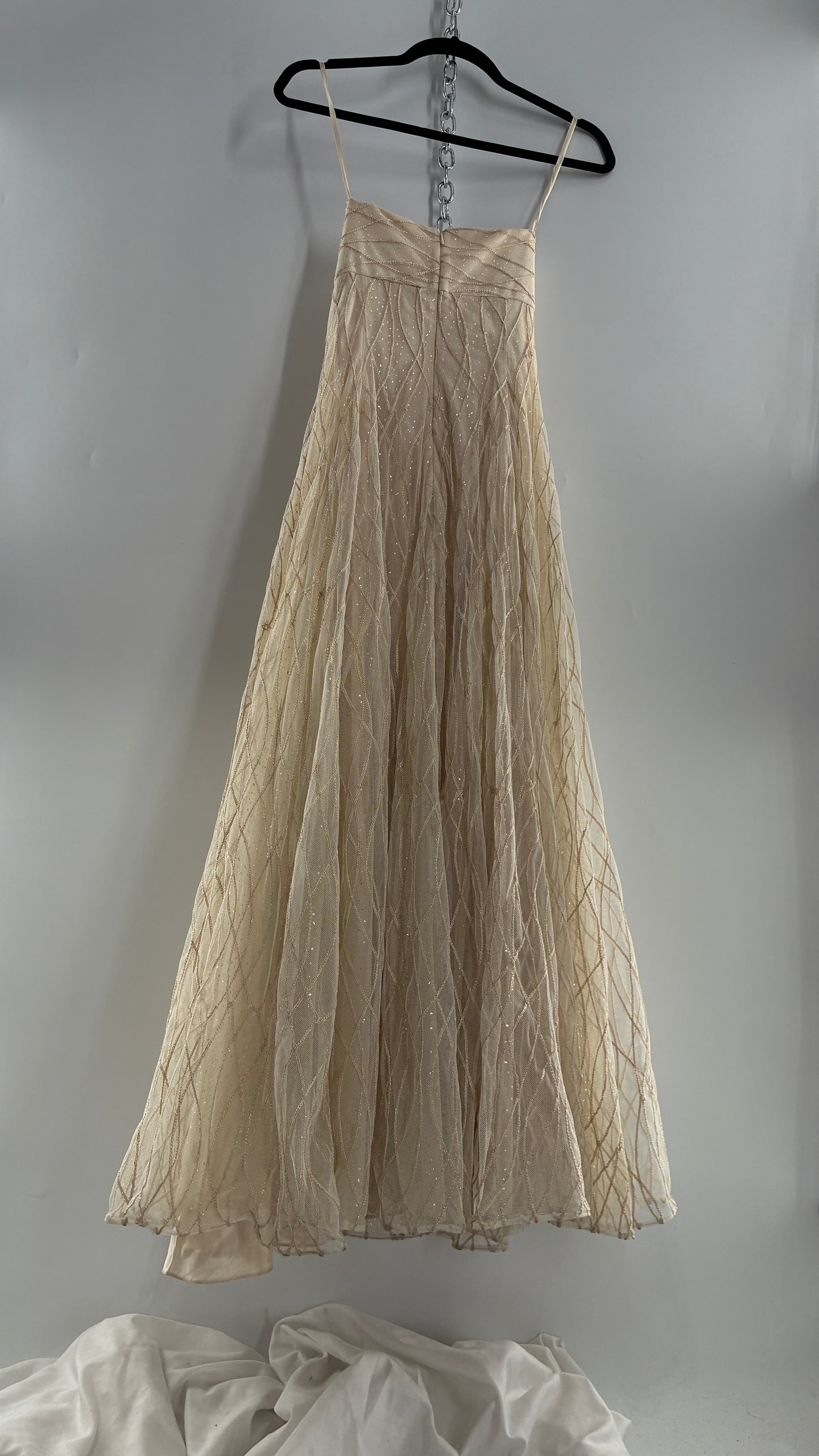 Vintage Victor Costa for Neiman Marcus Strapless Ruched/Pleated Bust Mermaid Gown Covered in Braided Threads and Embroidered Beads (6)