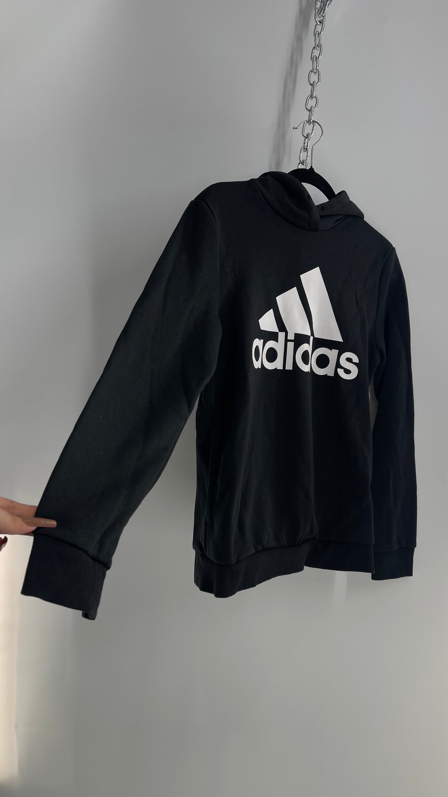 ADIDAS Black Logo Hoodie (Small)