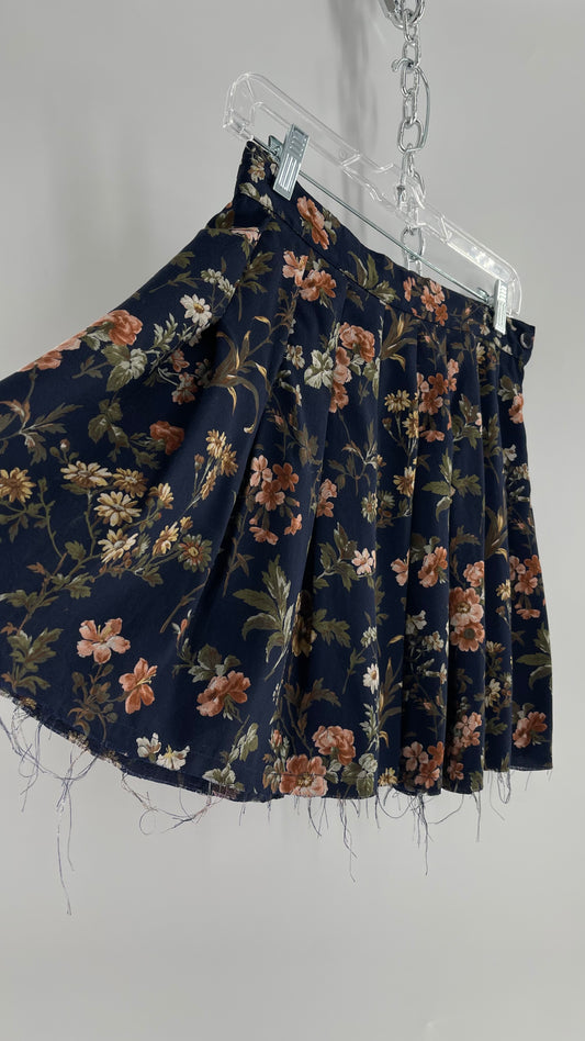 Urban Outfitters Upcycled Renewal Vintage Floral Distressed Pleated Mini Skirt (S)