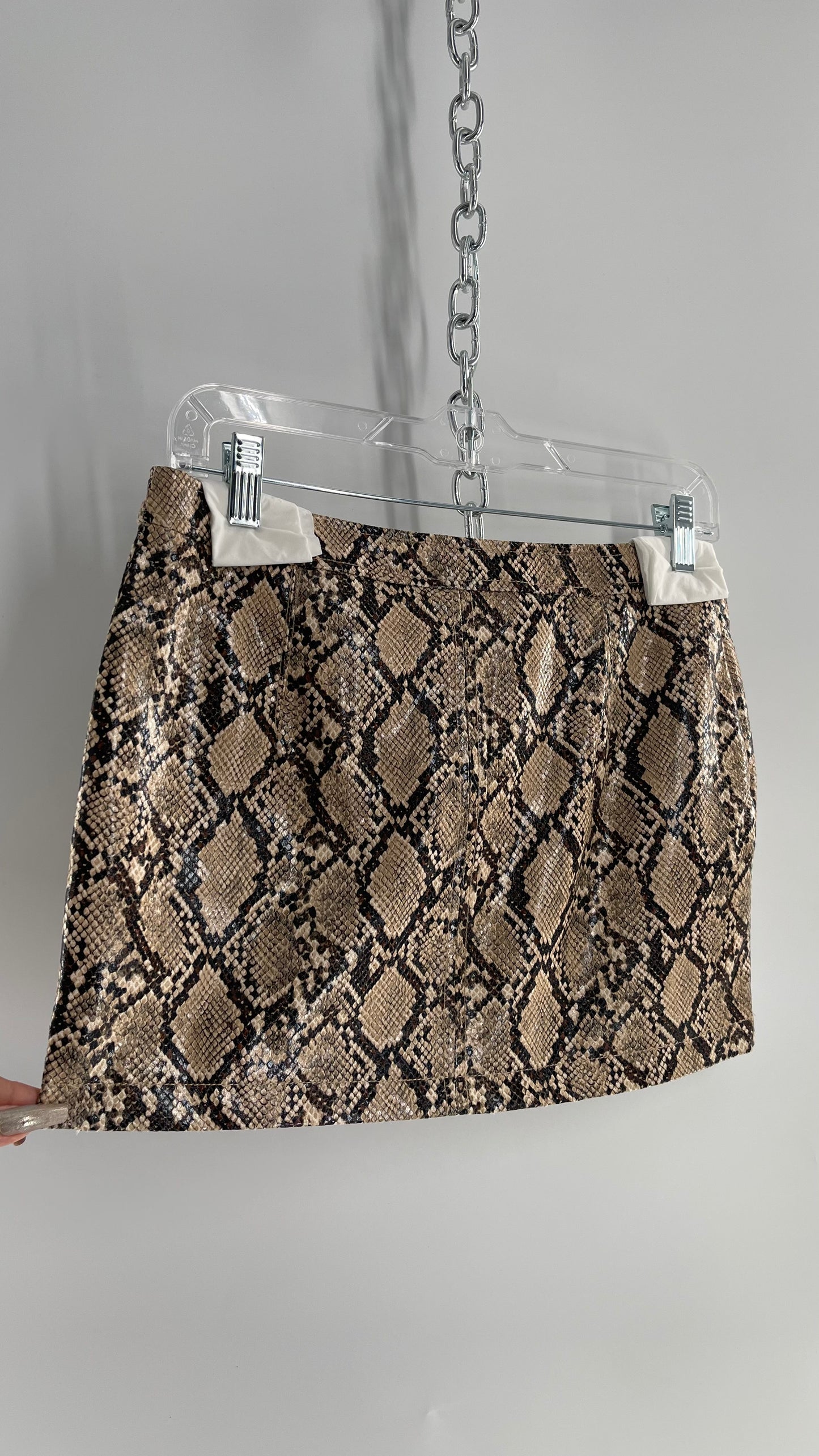 Free People Snake Skin Neutral Zip Front Mini Skirt(4)