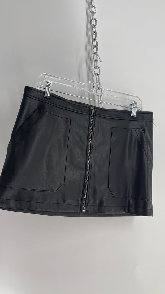 Free People Vegan Leather Zip Front Mini Skirt (12)