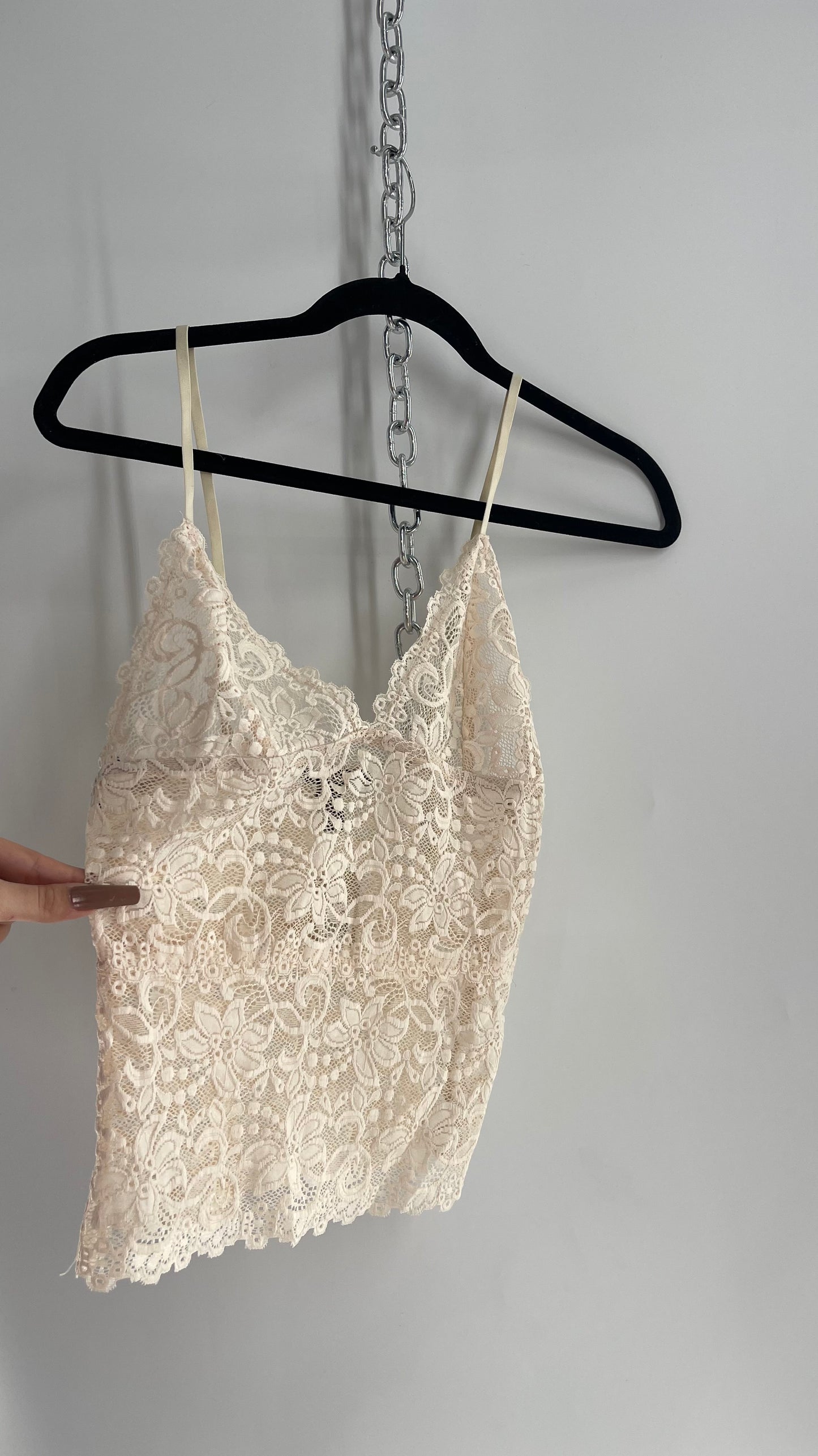 Off White Lace Triangle Bust Camisole Tank (Medium)