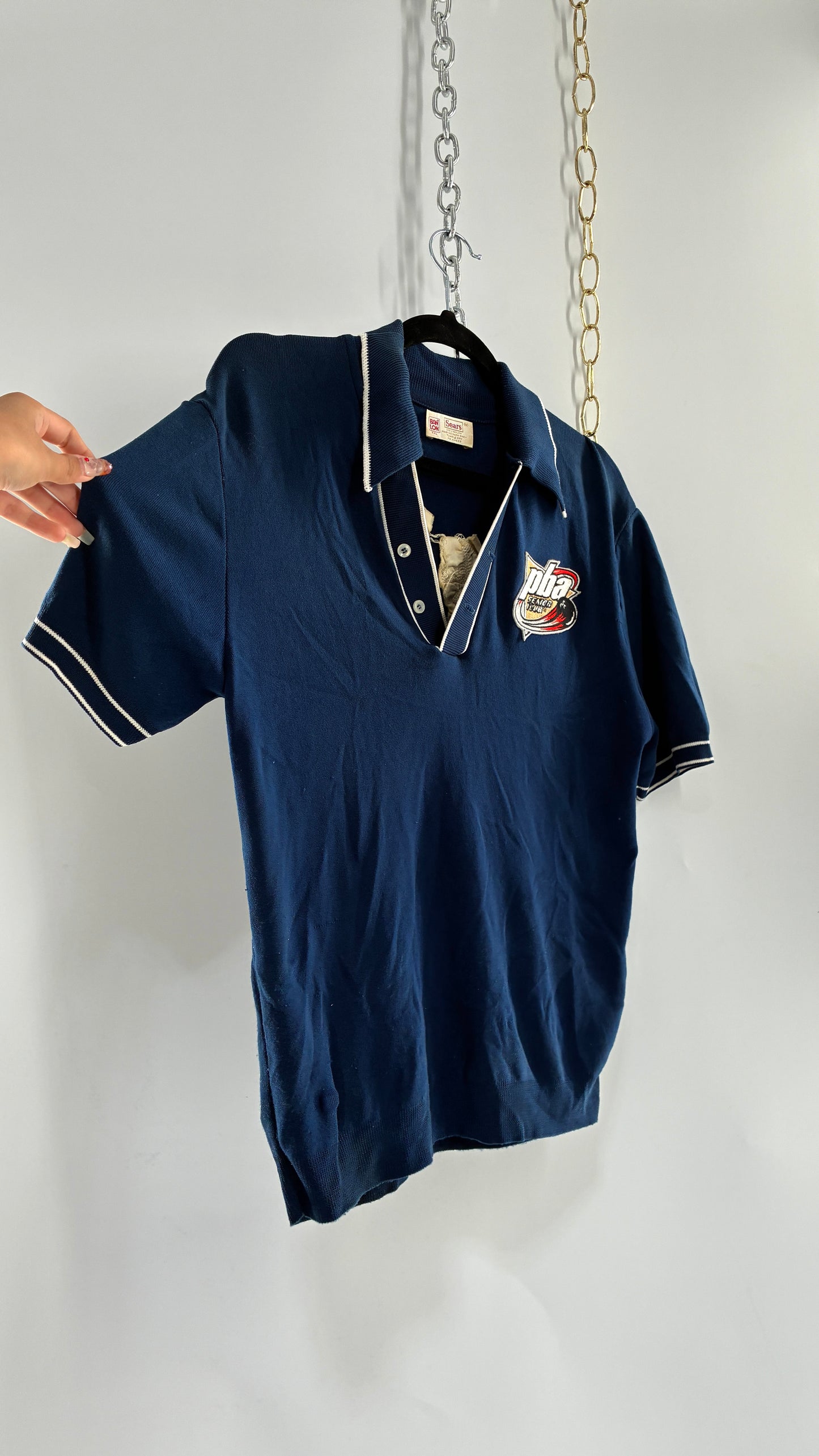 Vintage 1970s SEARS PBA Chain Stitch J.L. Oliver Bowling Polo (Medium)