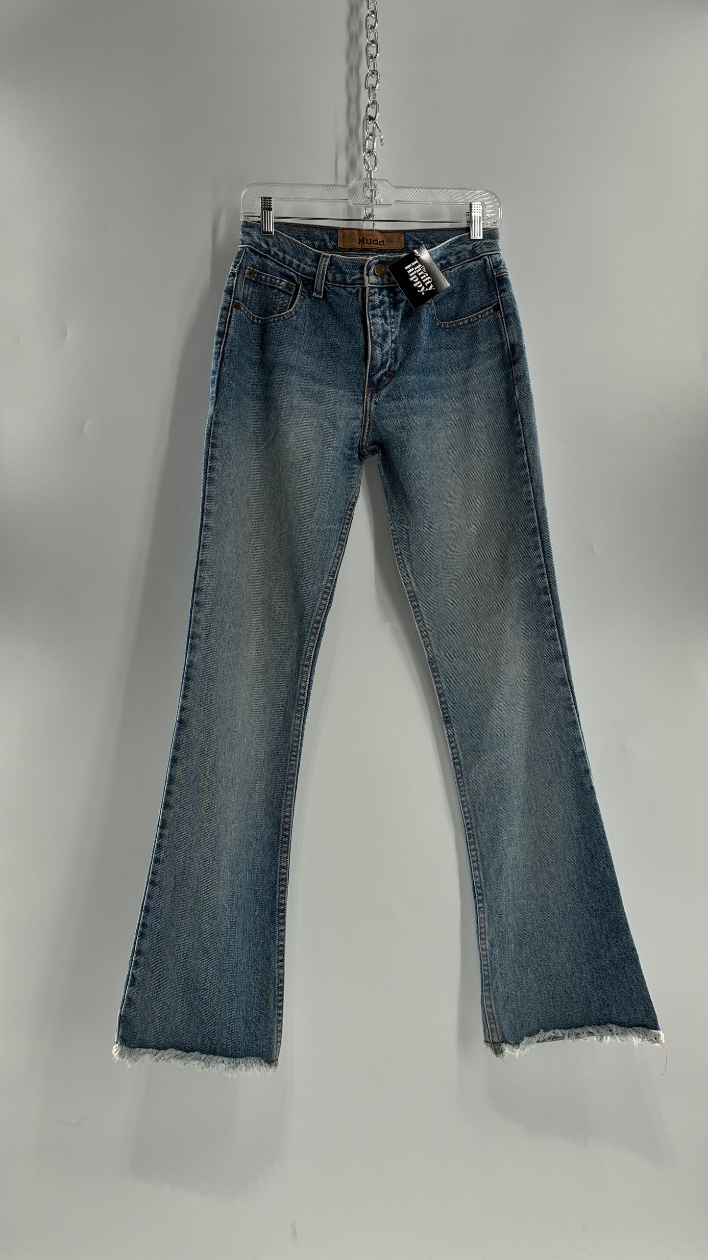 Vintage MUDD Light Wash Kick Flare Jeans with Oversized Jacron (7)