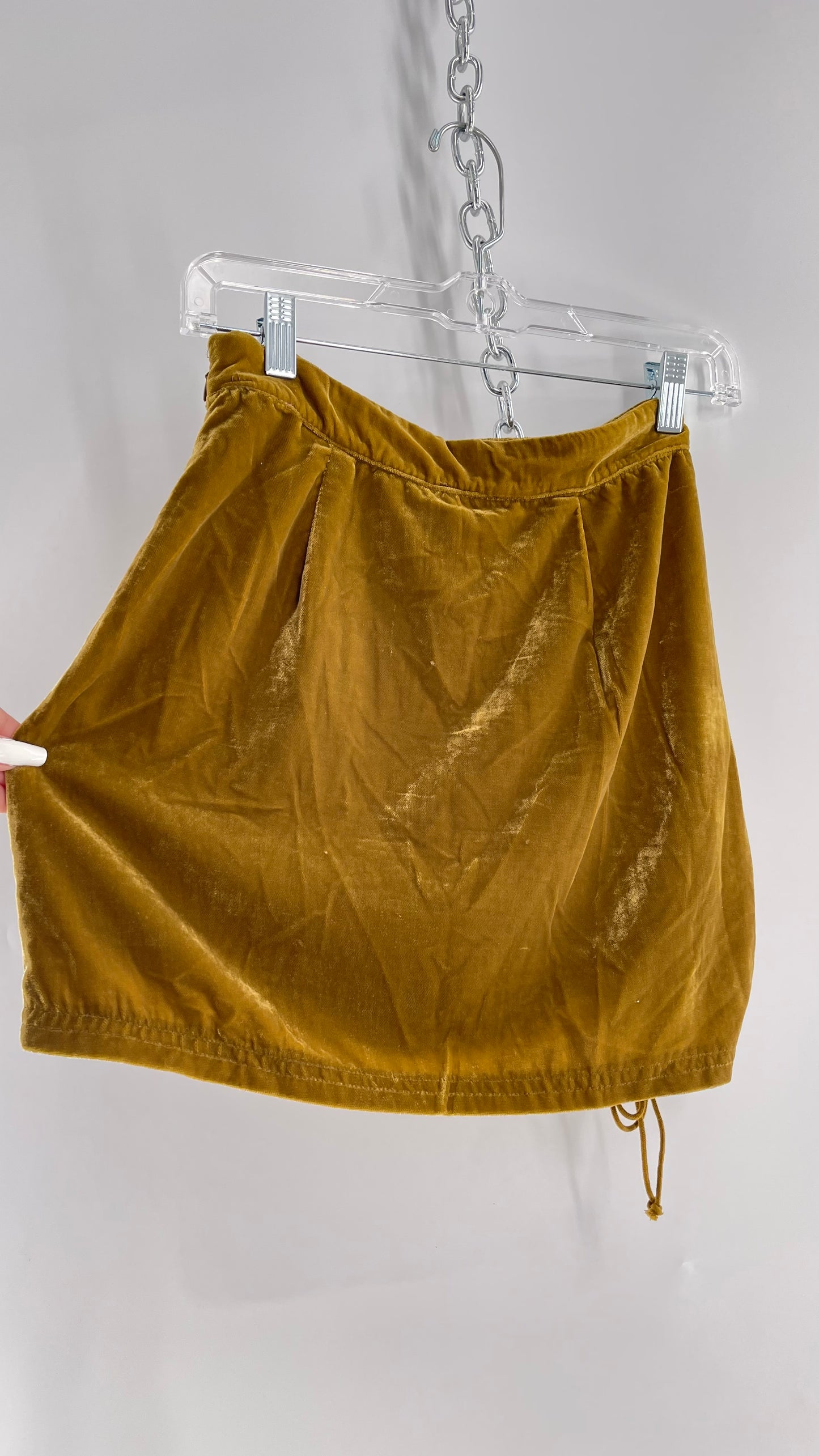 Free People Mustard Velvet Ruche Side Skirt (0)