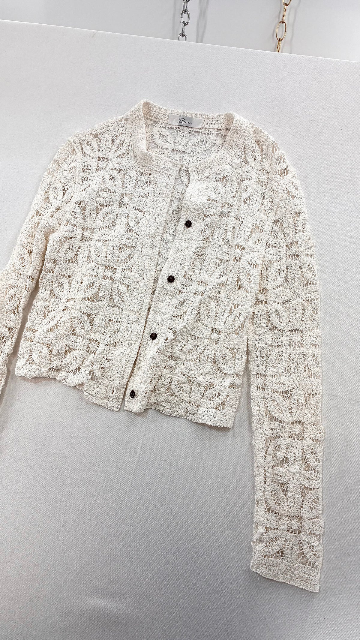 Imported Portuguese 100% Cotton Crochet Cardigan NWOT (Medium)