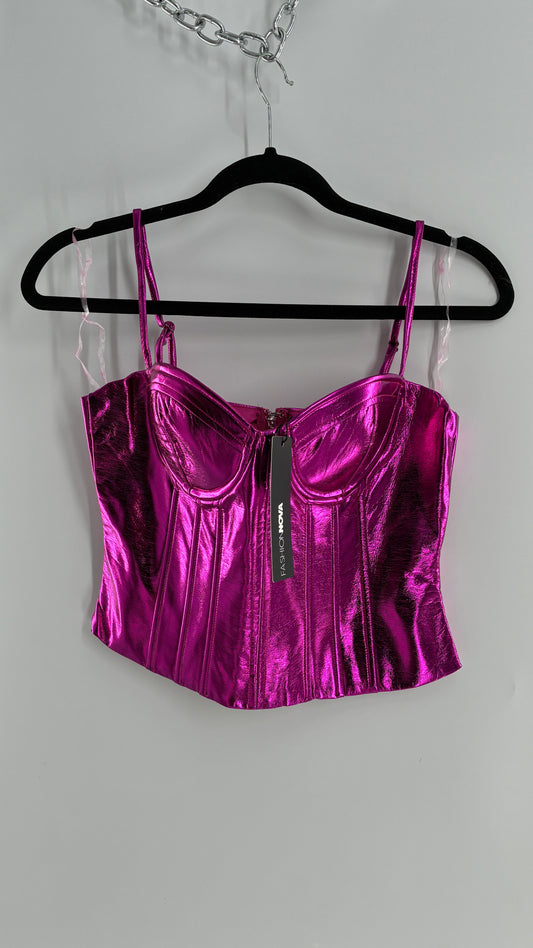 Fashion Nova Metallic Fuchsia Purple Corset with Tags Attached (Medium)
