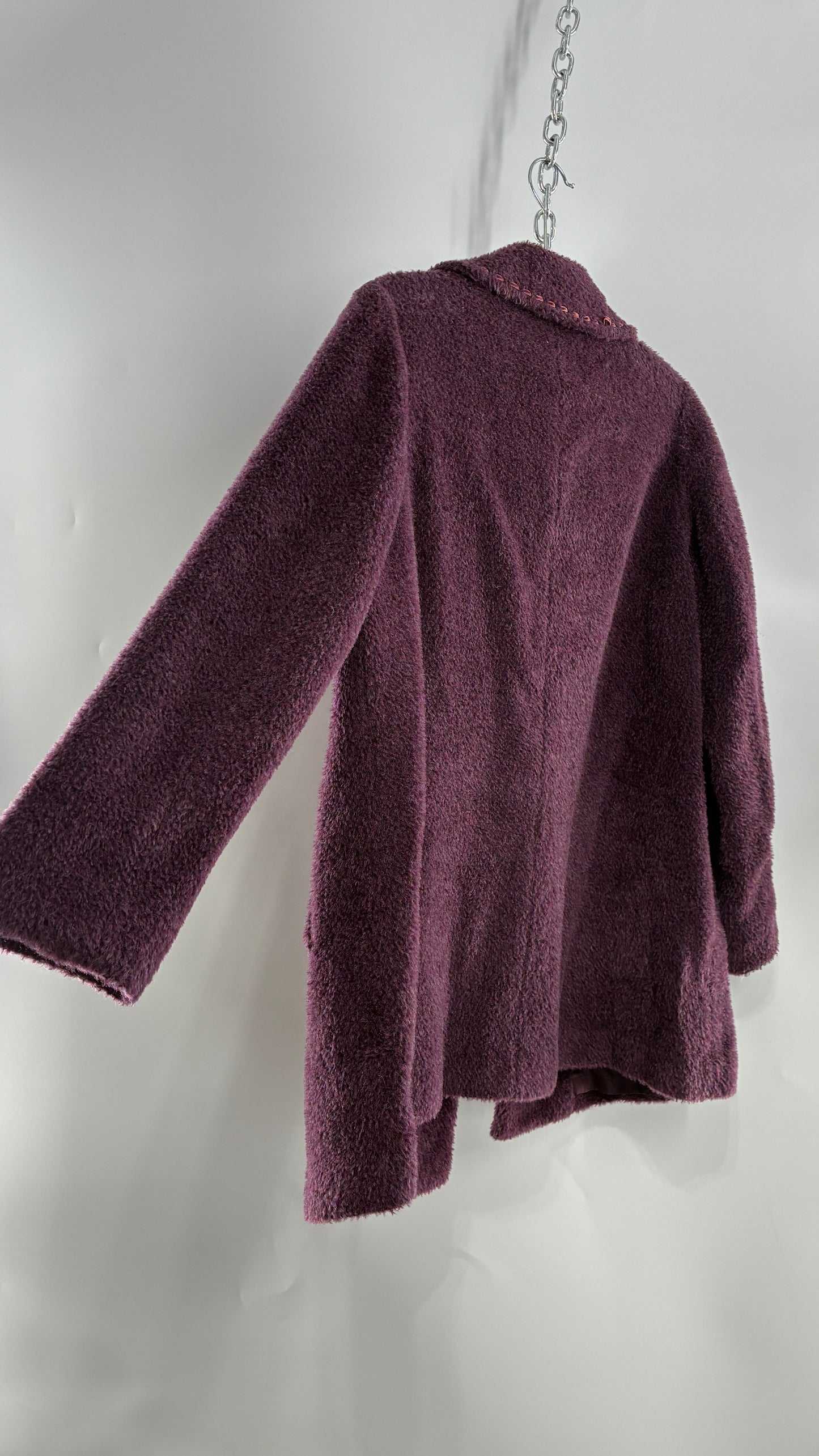 Vintage VIVALDI Purple Coat with Ribbon Stitch Detail (97,102,165cm)