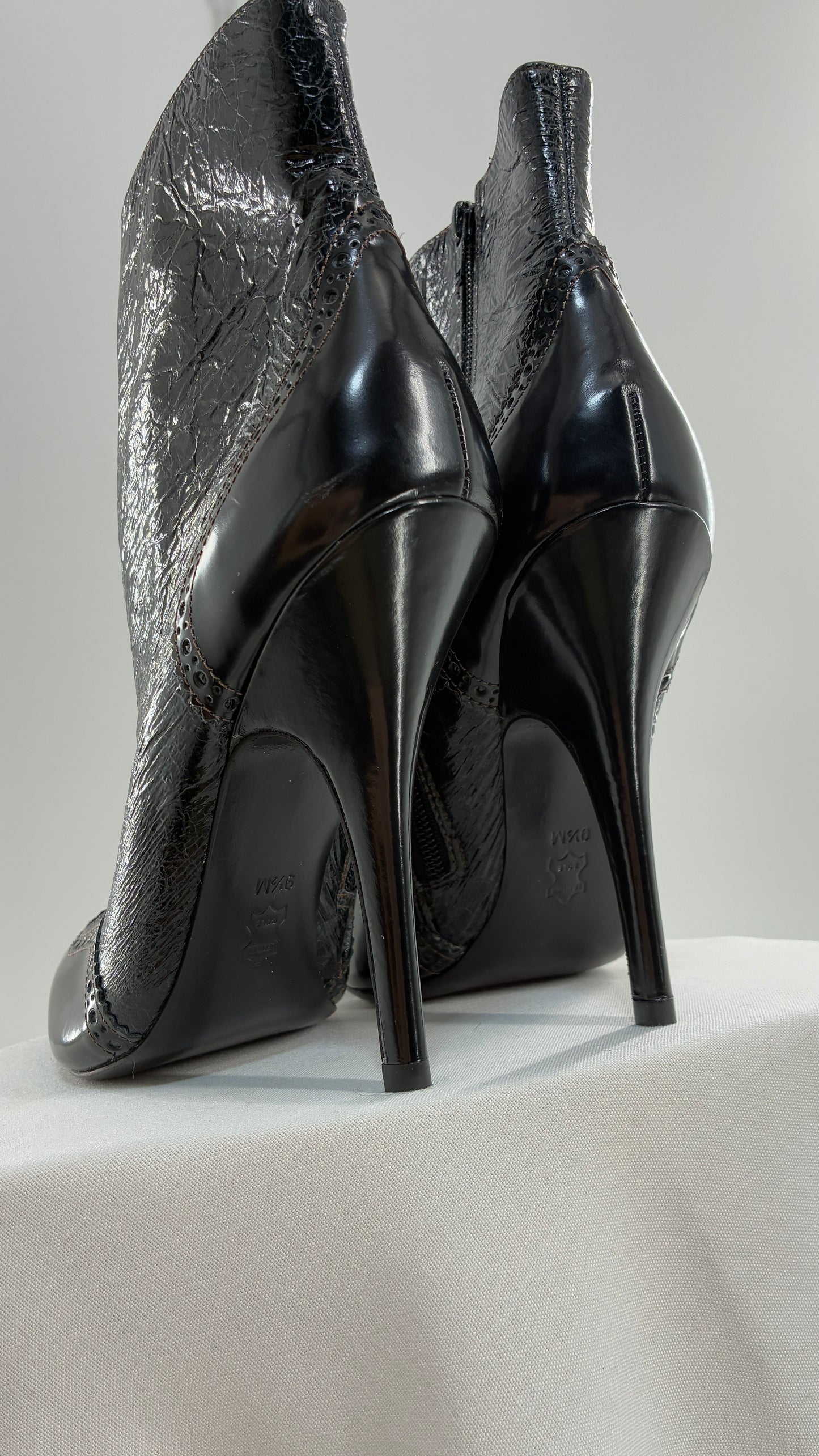 Vintage TORY BURCH Black Patent Leather Stiletto Boots  (9.5)