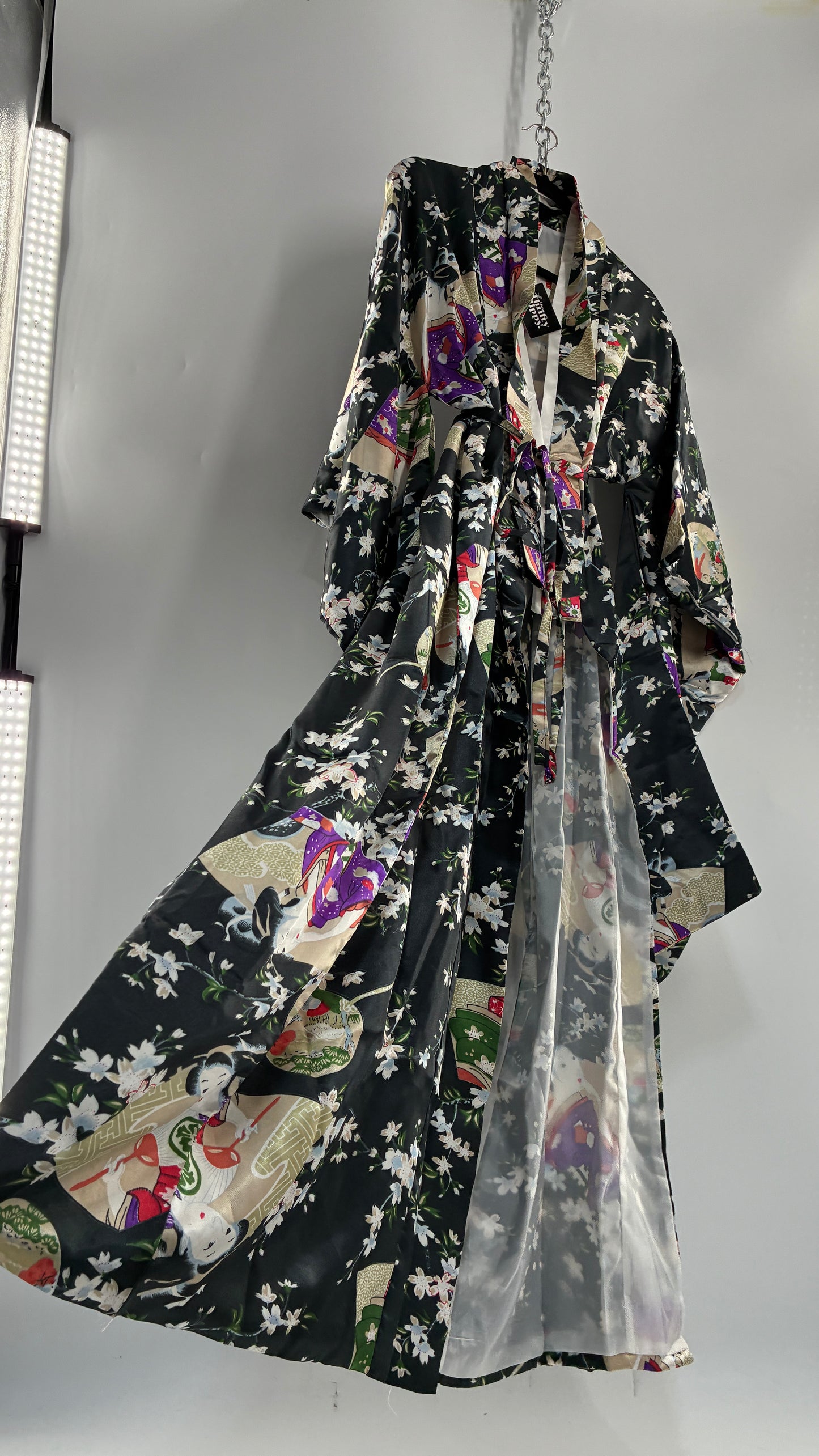 Deadstock Vintage Japanese Style Drape Sleeve Duster Robe/Kimono with Tags Attached (One Size)