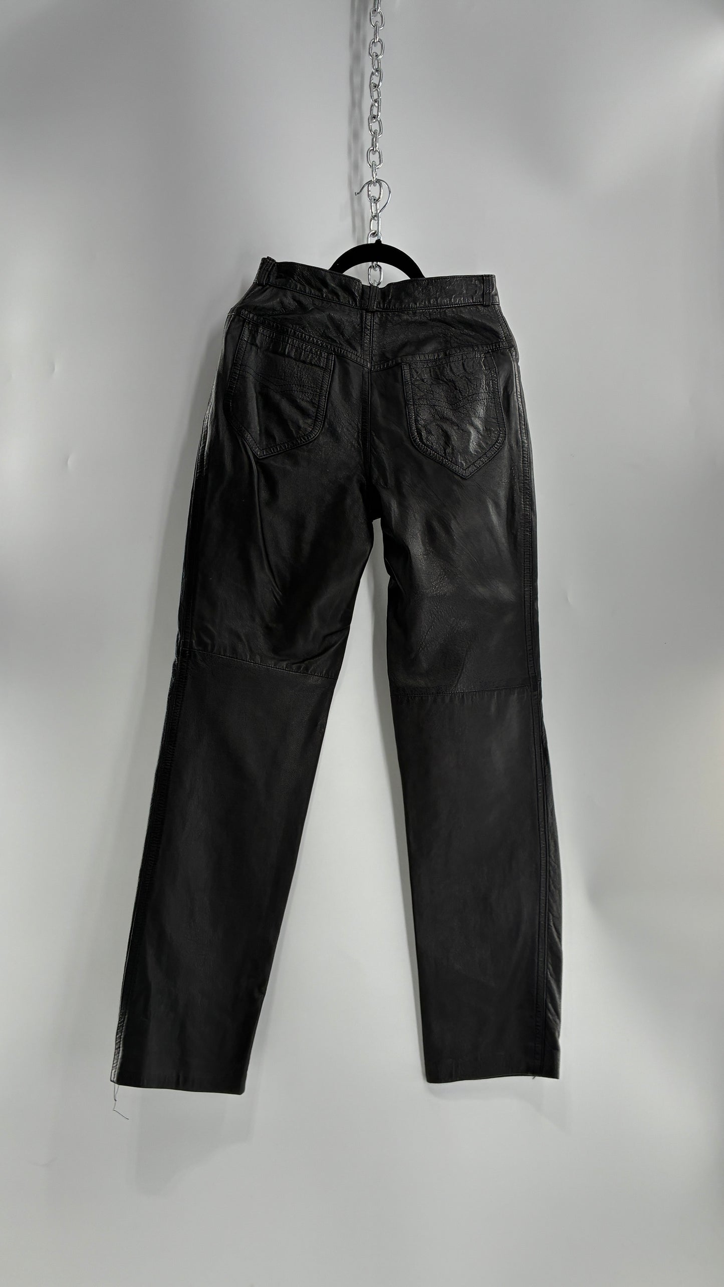 Vintage LILLIE RUBEN High Waisted Black Thin Leather Pants (6)