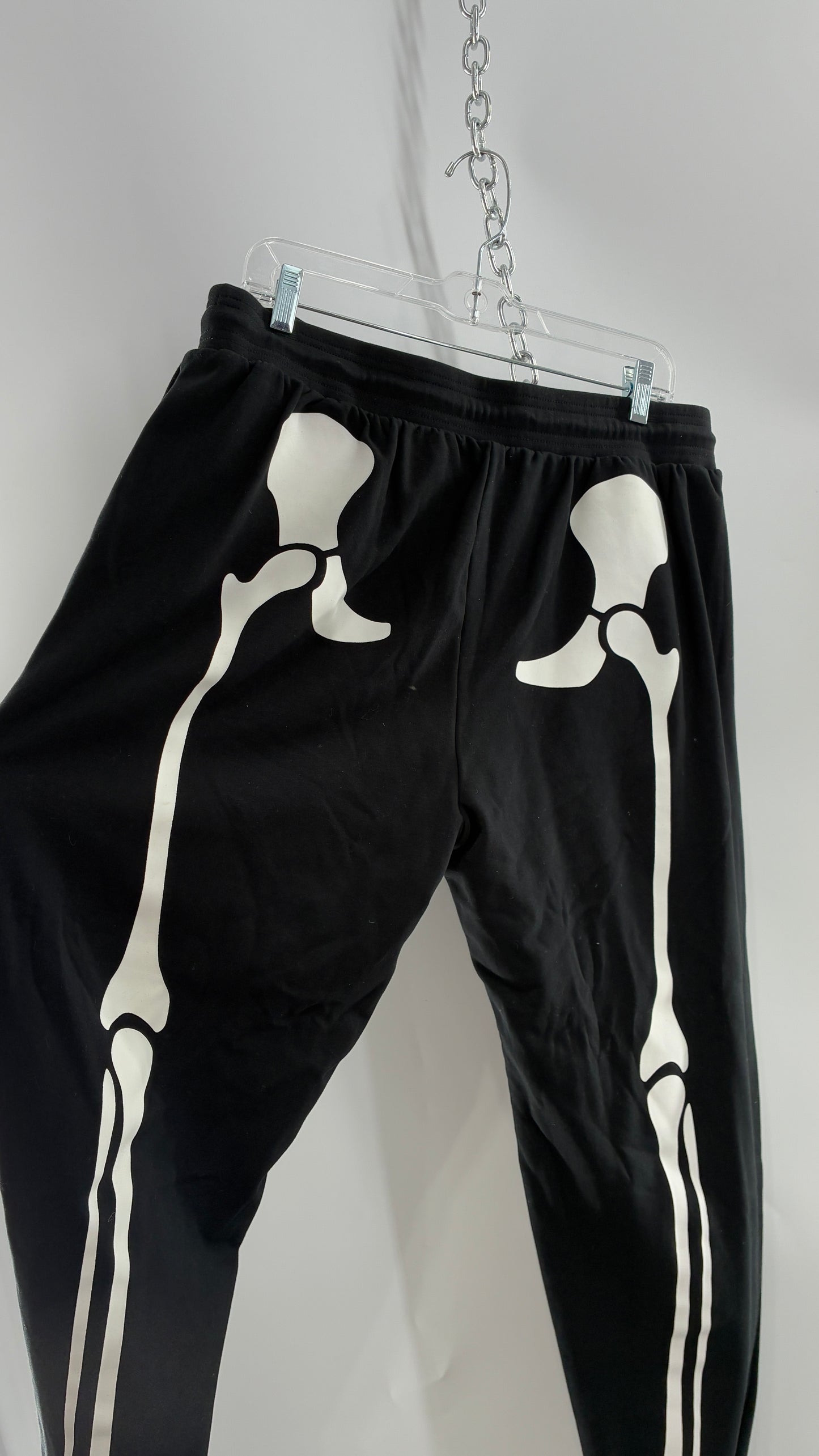 Vintage Thick Knit Skeleton Halloween Loungewear Joggers (Large)