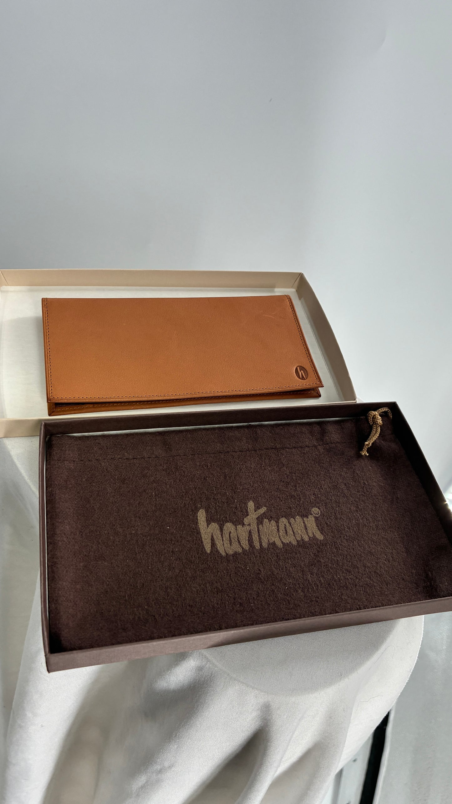 Vintage Hartmann Brown Leather Wallet with Paperwork and Original Box