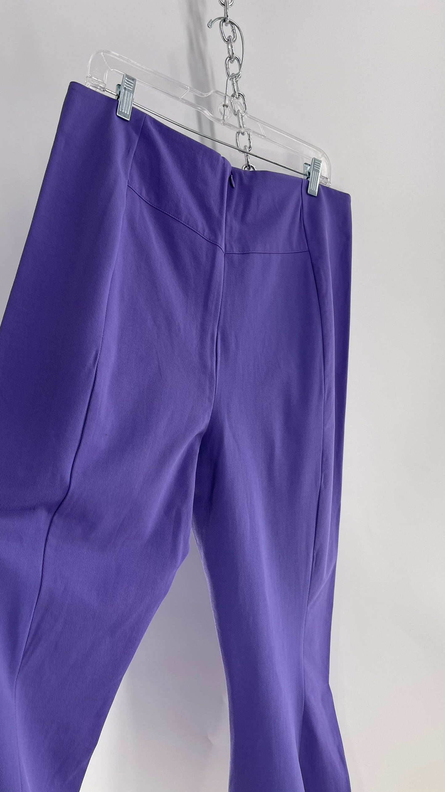 Free People Purple Flares with Pleated Front, Pointed Back Stitching, and Vented Hem (XL)