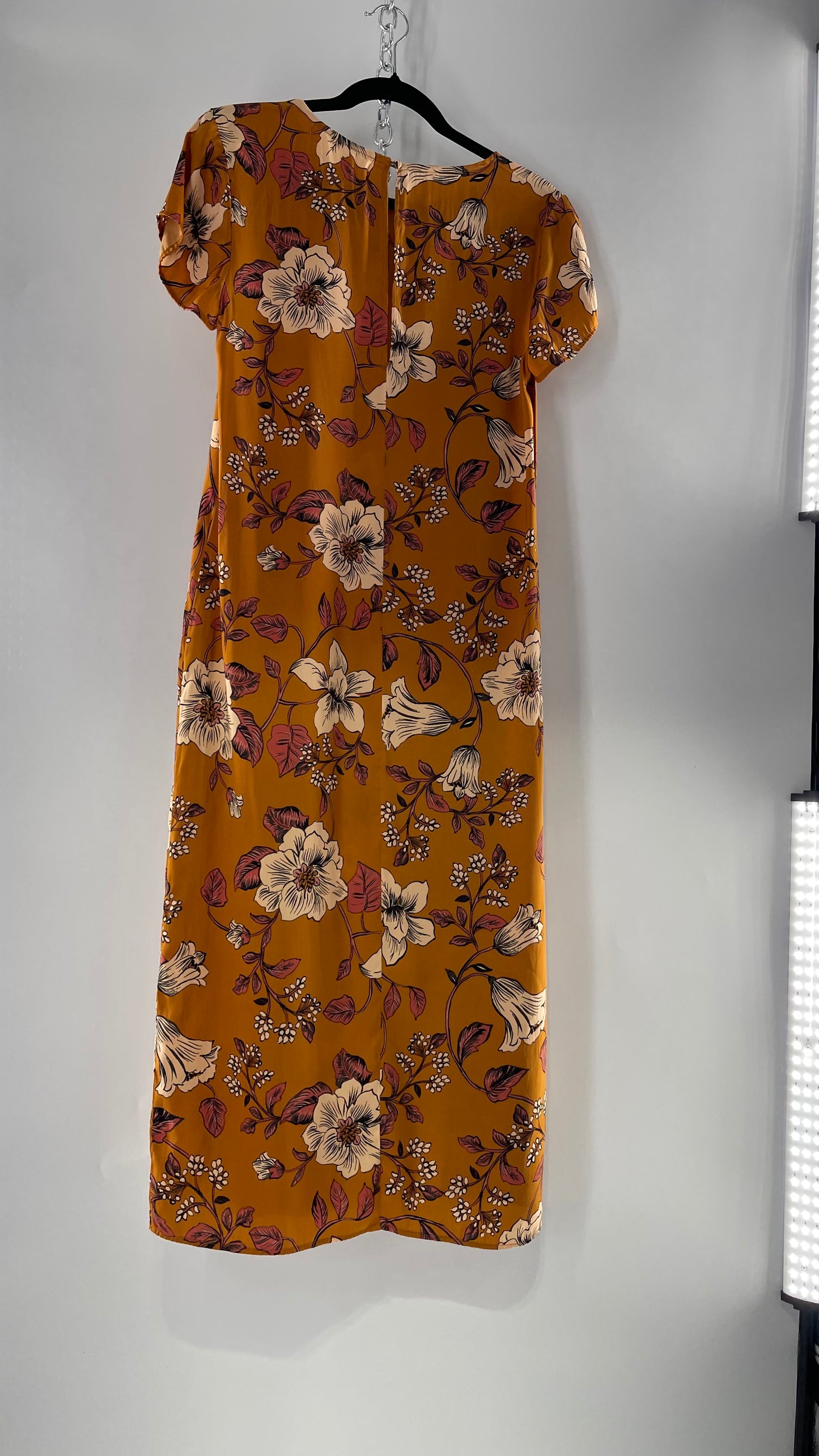 Saltwater Anthropologie - Brown / Burnt Orange Flower Maxi Dress (Size Large)