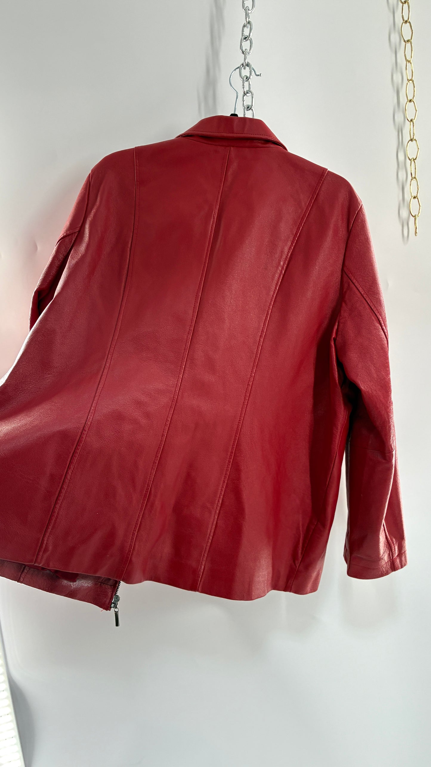 Vintage DIALOGUE Red Genuine Leather Jacket (XL/XXL)