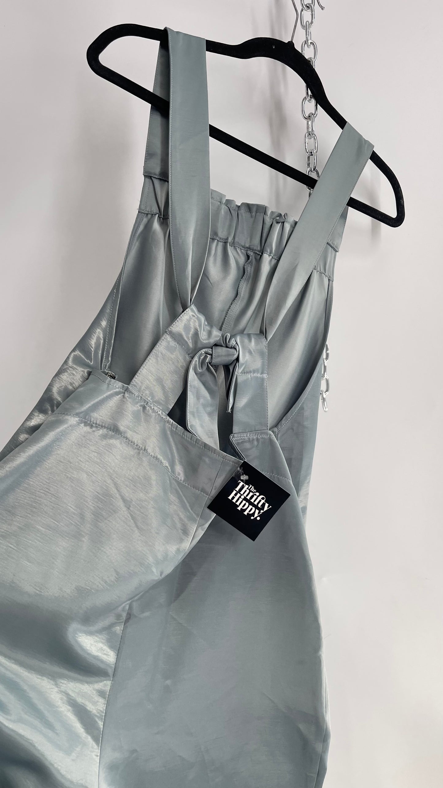 Silence + Noise Urban Outfitters Silver Satin Jumpsuit (Medium)