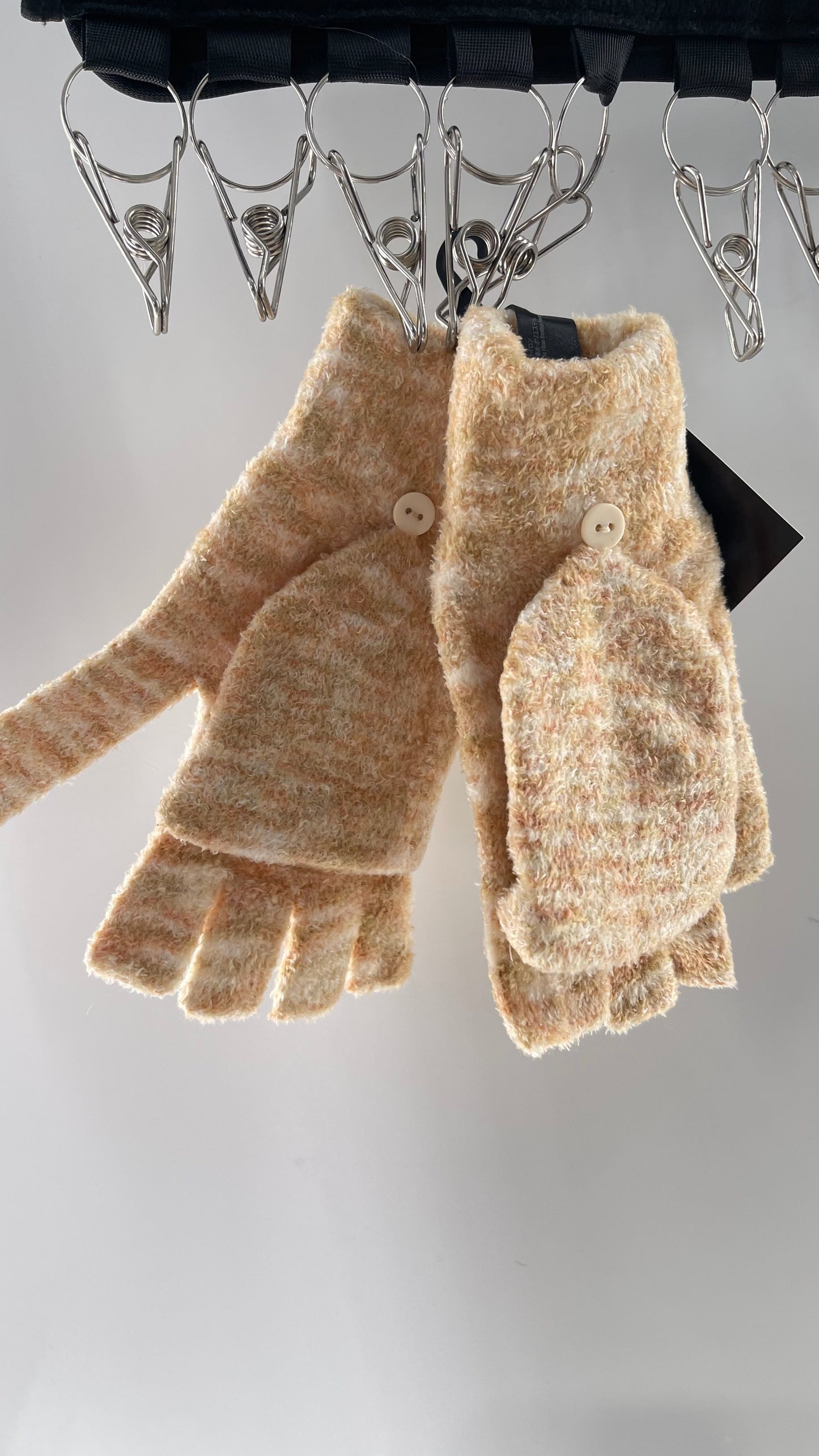 Urban Outfitters Tan Fingerless Gloves with Mitten Option