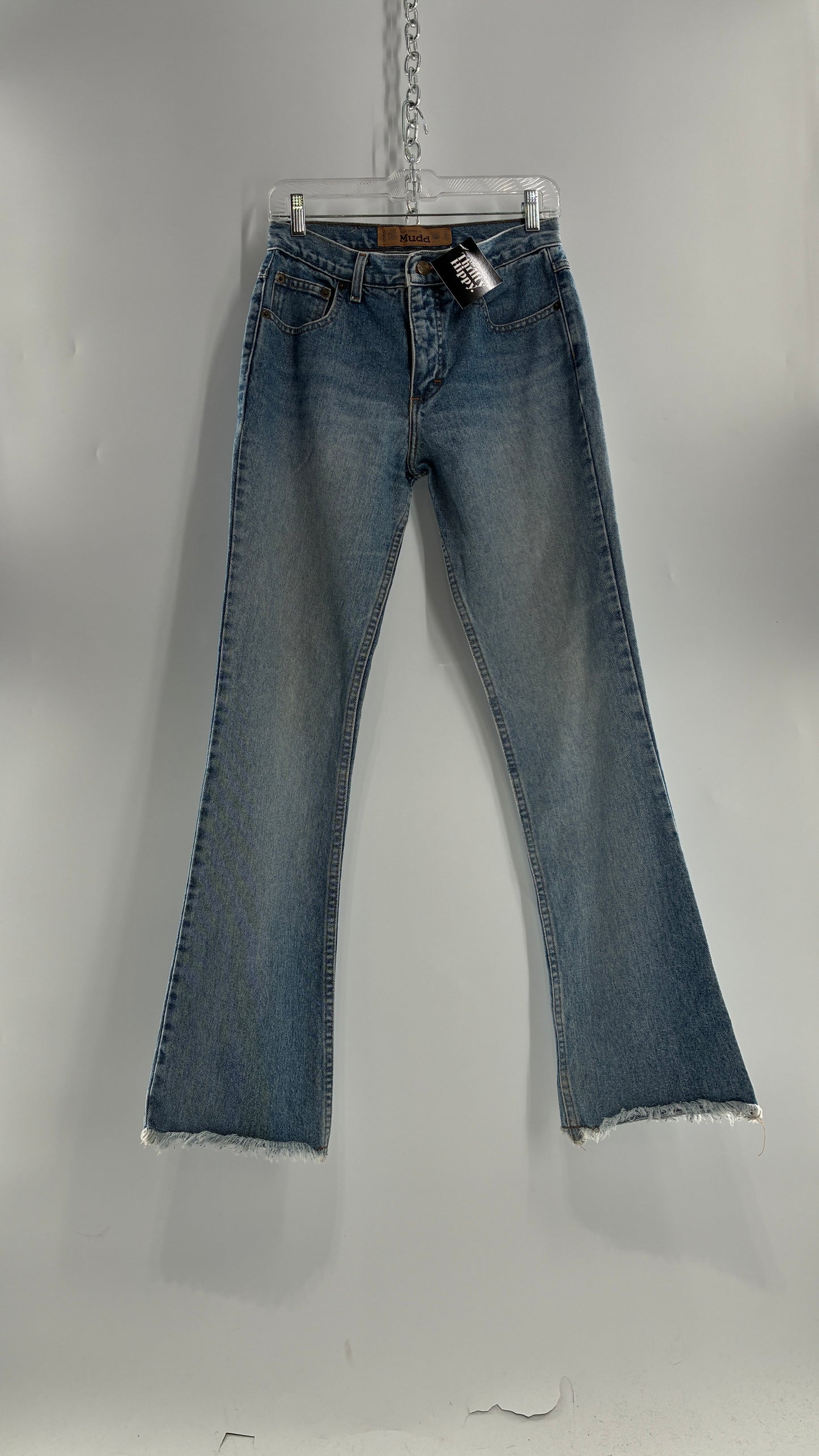Vintage MUDD Light Wash Kick Flare Jeans with Oversized Jacron (7)