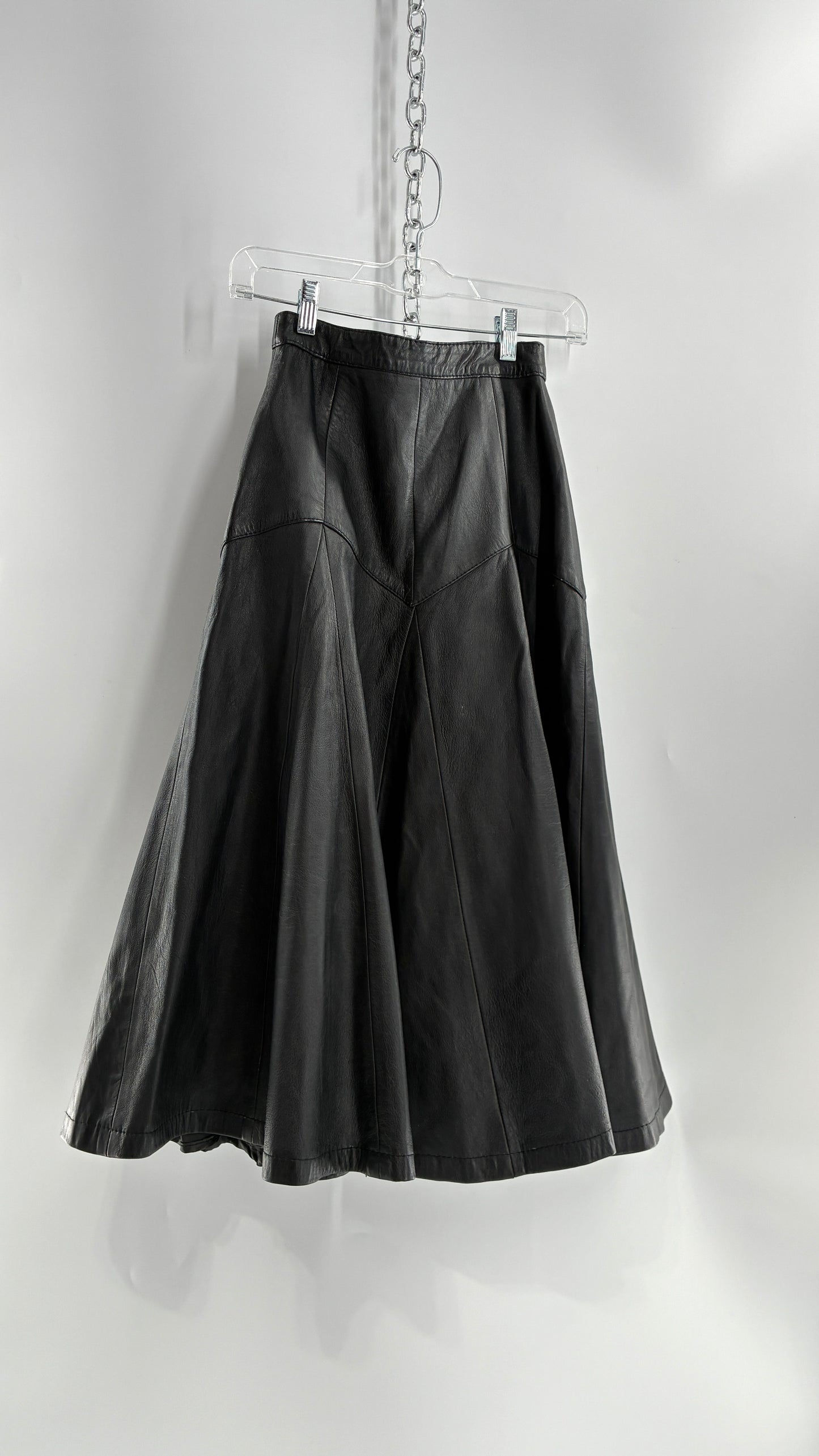 Vintage Fergs Omorro Leather Full Circle Skirt Made in Italy (XS)