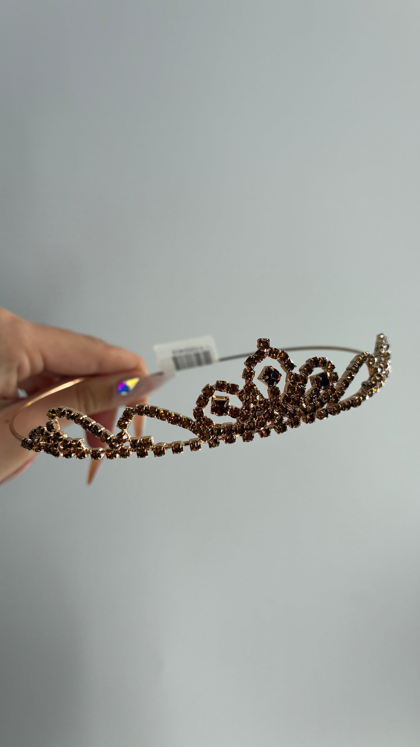 Free People Gold Burgundy Rhinestone Tiara Headband