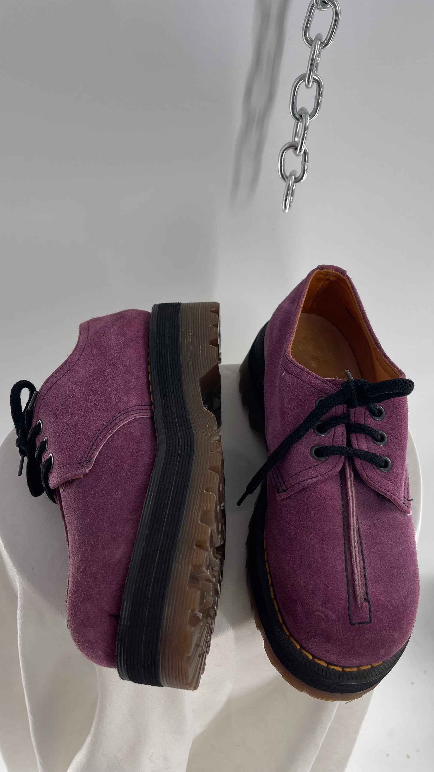 SUPER RARE Vintage Dr. Martens Platform Purple/Mauve Suede Leather Oxfords (3)