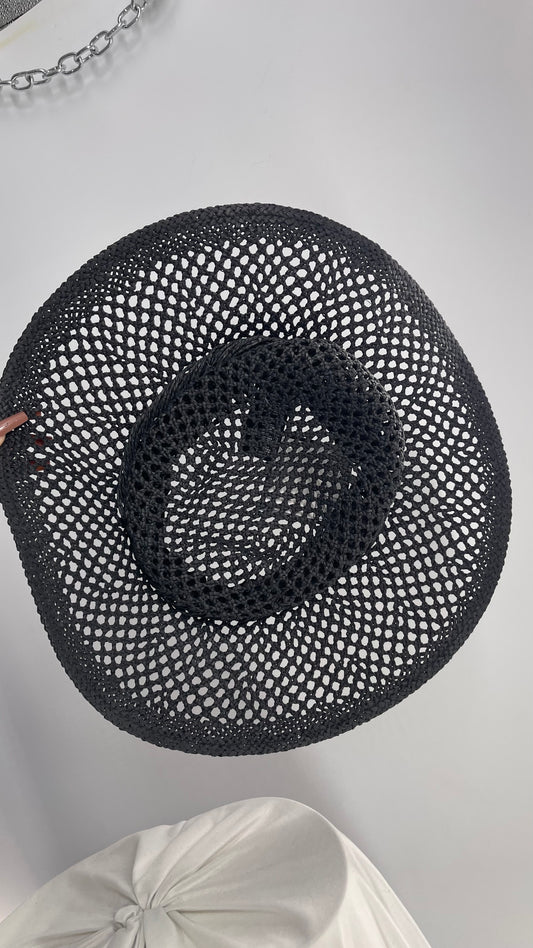 Black Straw Wide Brim Hat