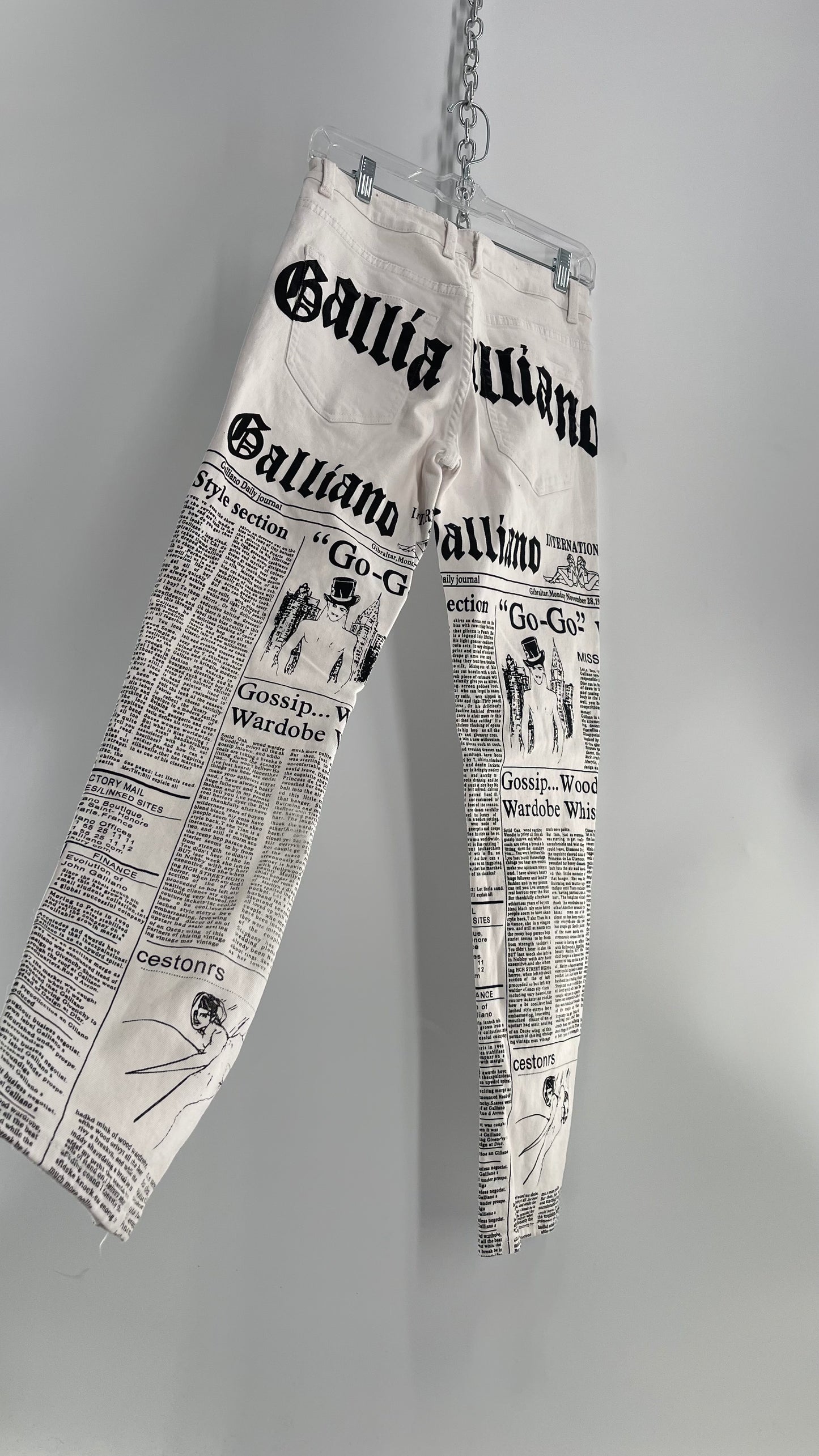 Knockoff Galliano White and Black Newsletter Jeans (C) (28)