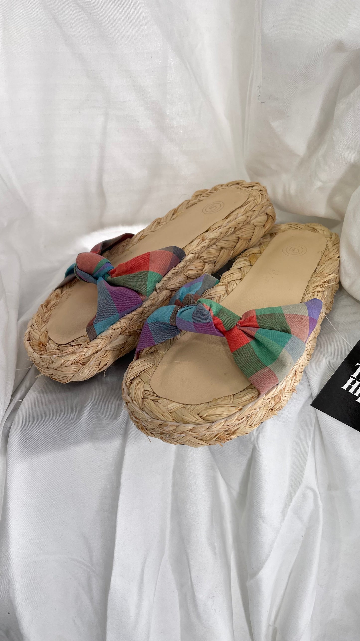 Urban Outfitters Wicker Sole Sandal with Picnic Patterned Strap (6)