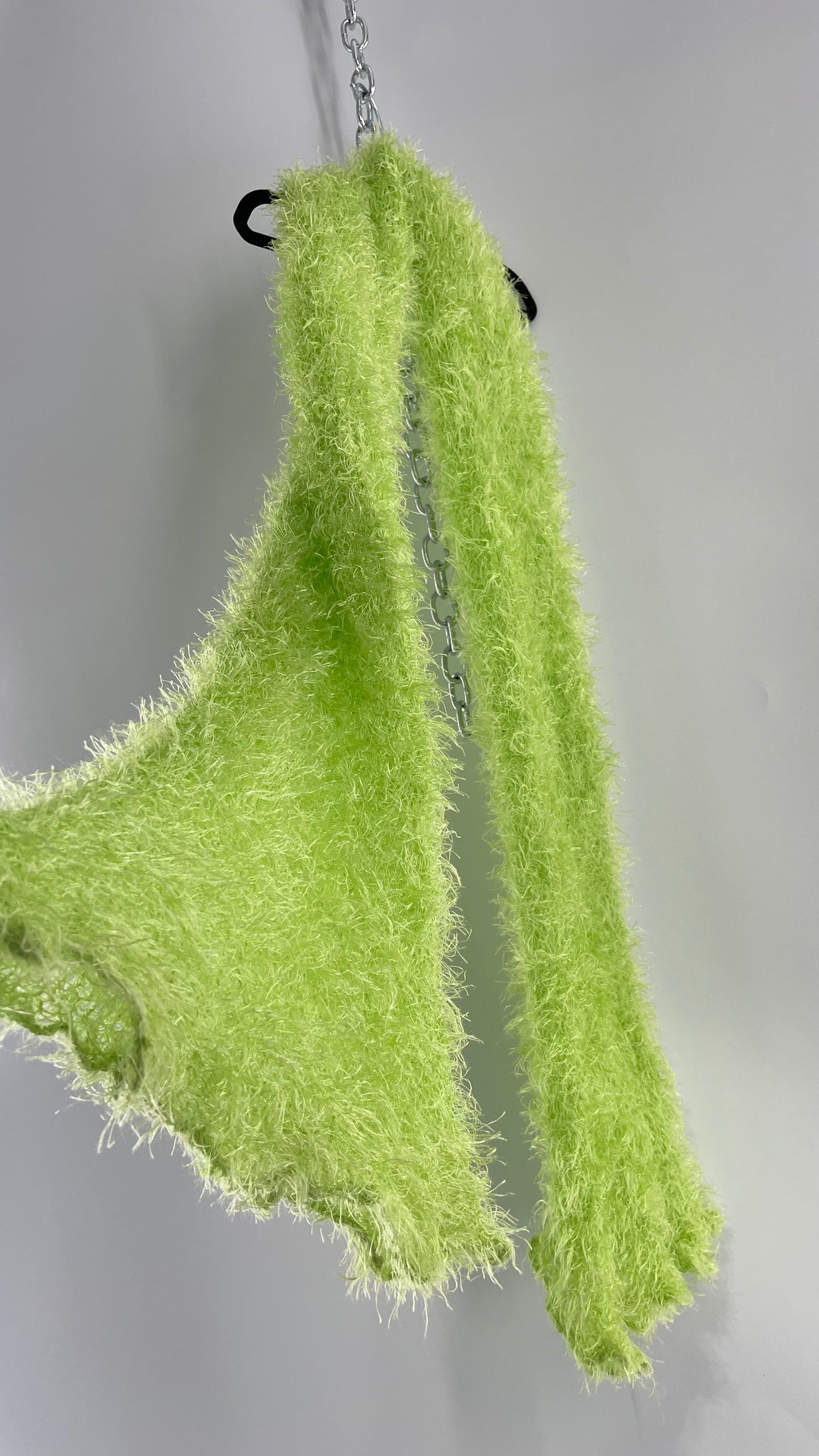 Vintage Green Knit Fuzzy Scarf