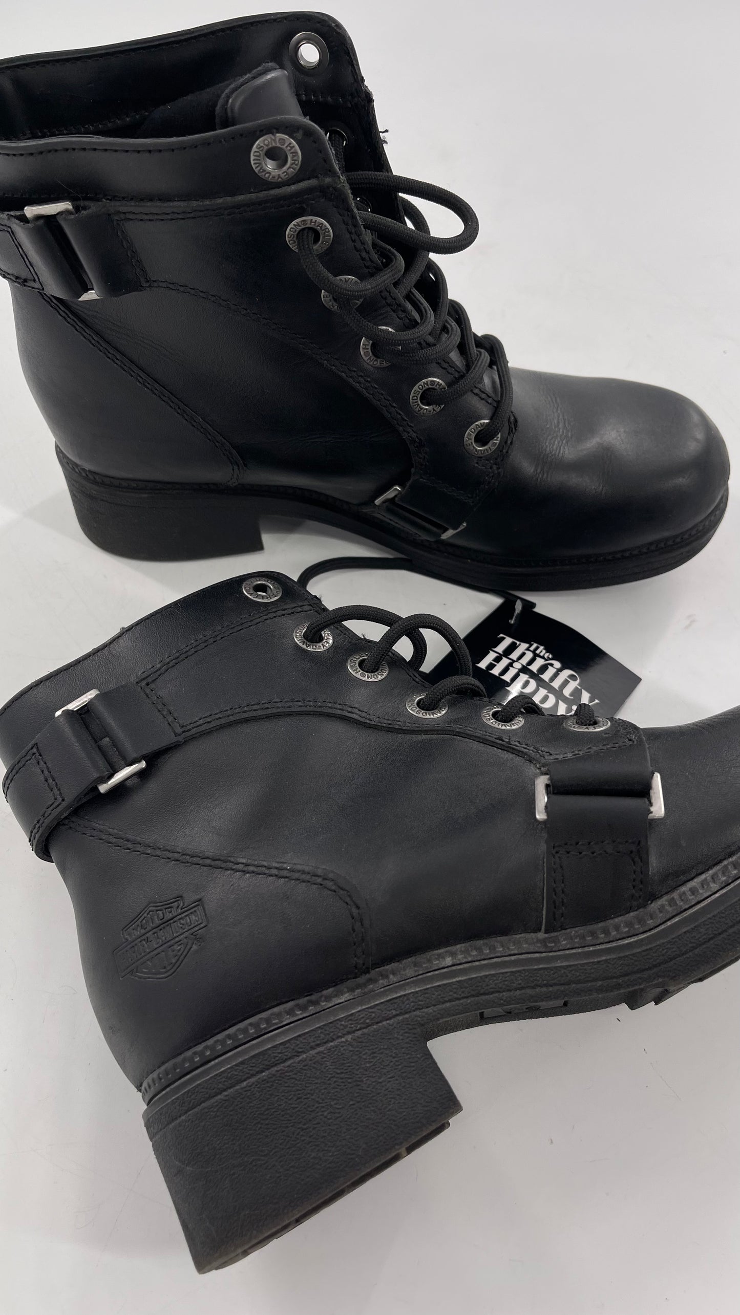 Harley Davidson Black Leather Combat Boots (8.5)