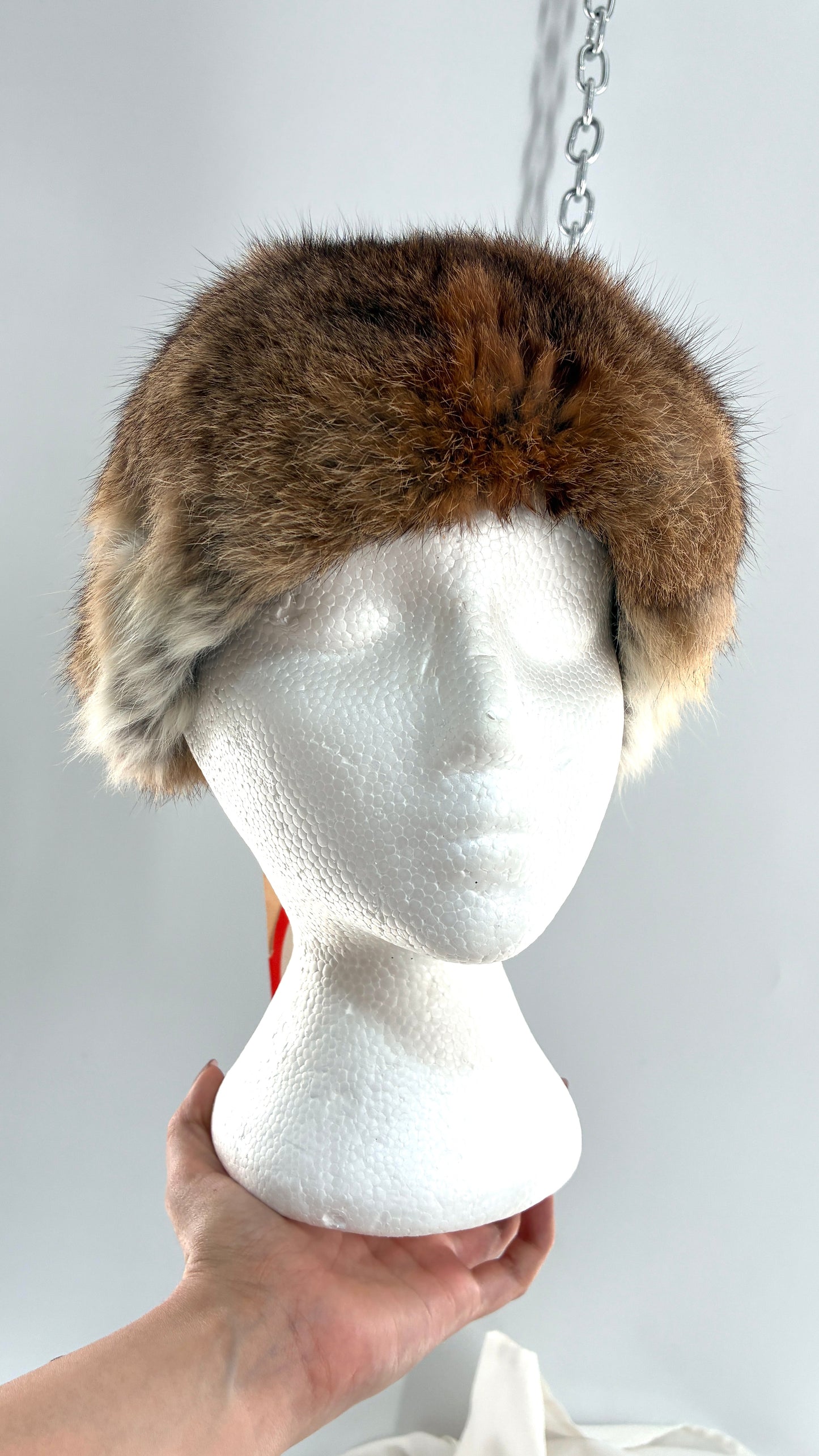 Deadstock Vintage 1960s ADOLFO II New York Paris Genuine Rabbit Fur Capulet Hat
