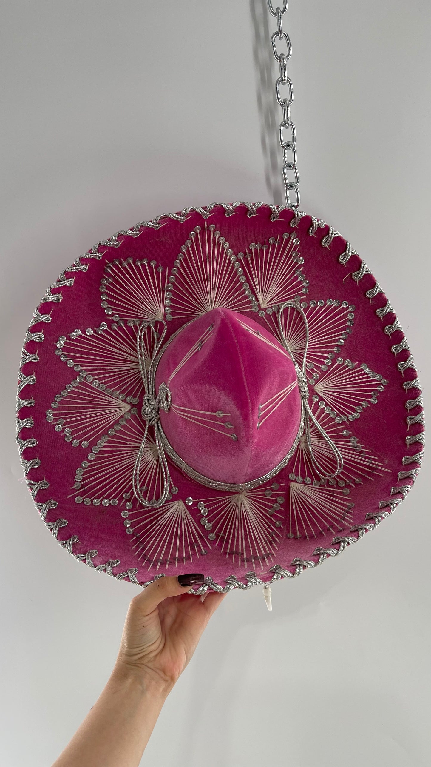 Vintage 1970s Pink and Silver Salazar Yepez Sombrero
