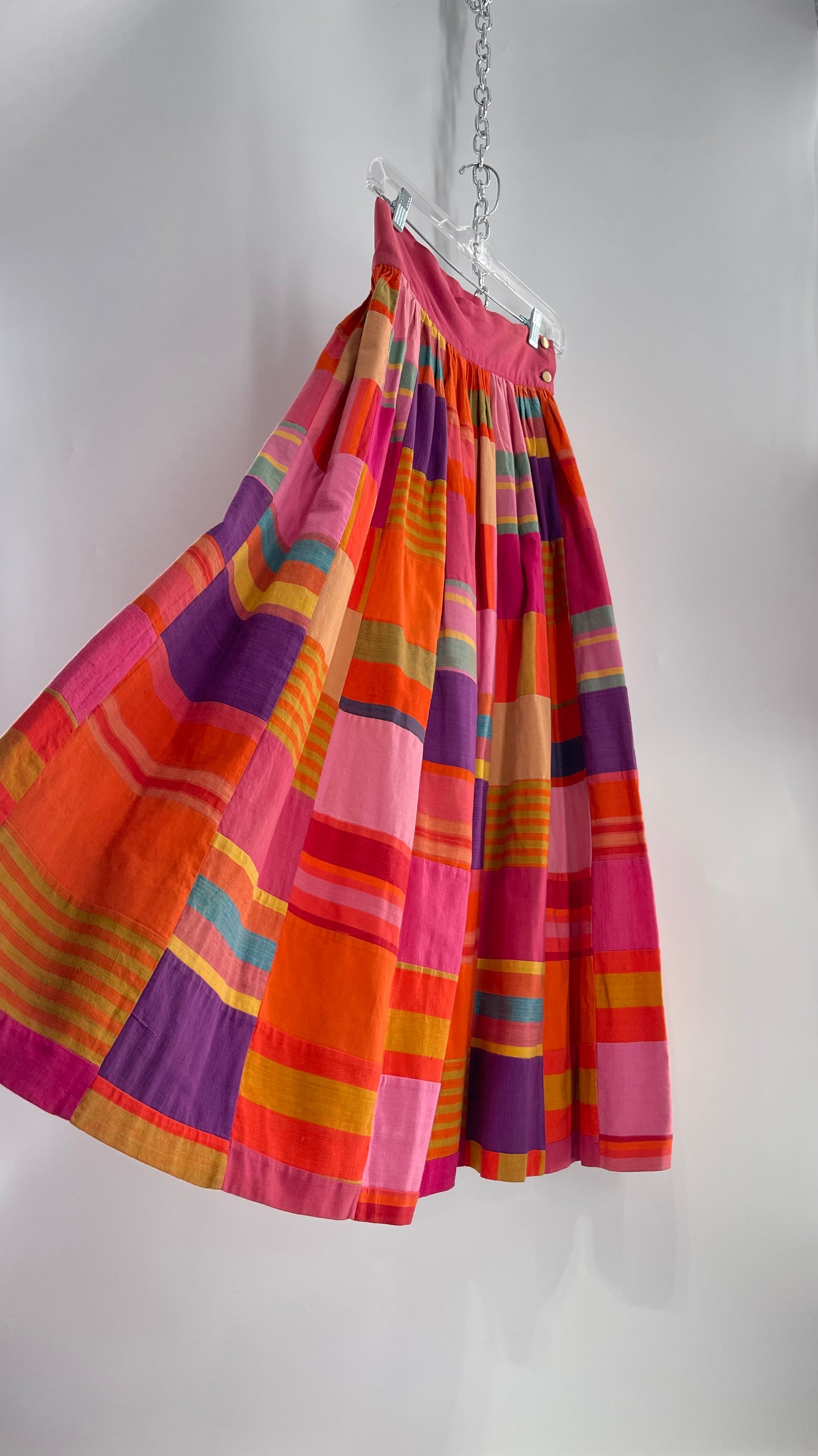 Vintage El Palomar Patchwork Skirt Made in Jalisco Mexico (XS)