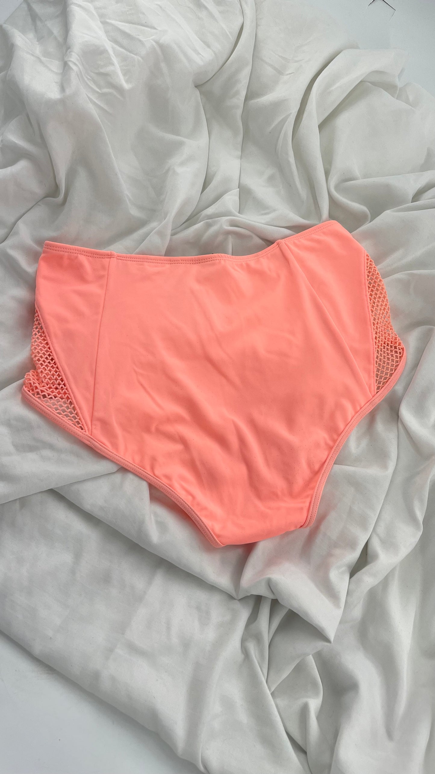 Pacsun LA Hearts Neon Pink Mid Rise Swim Bottoms with Mesh Sides (Medium)