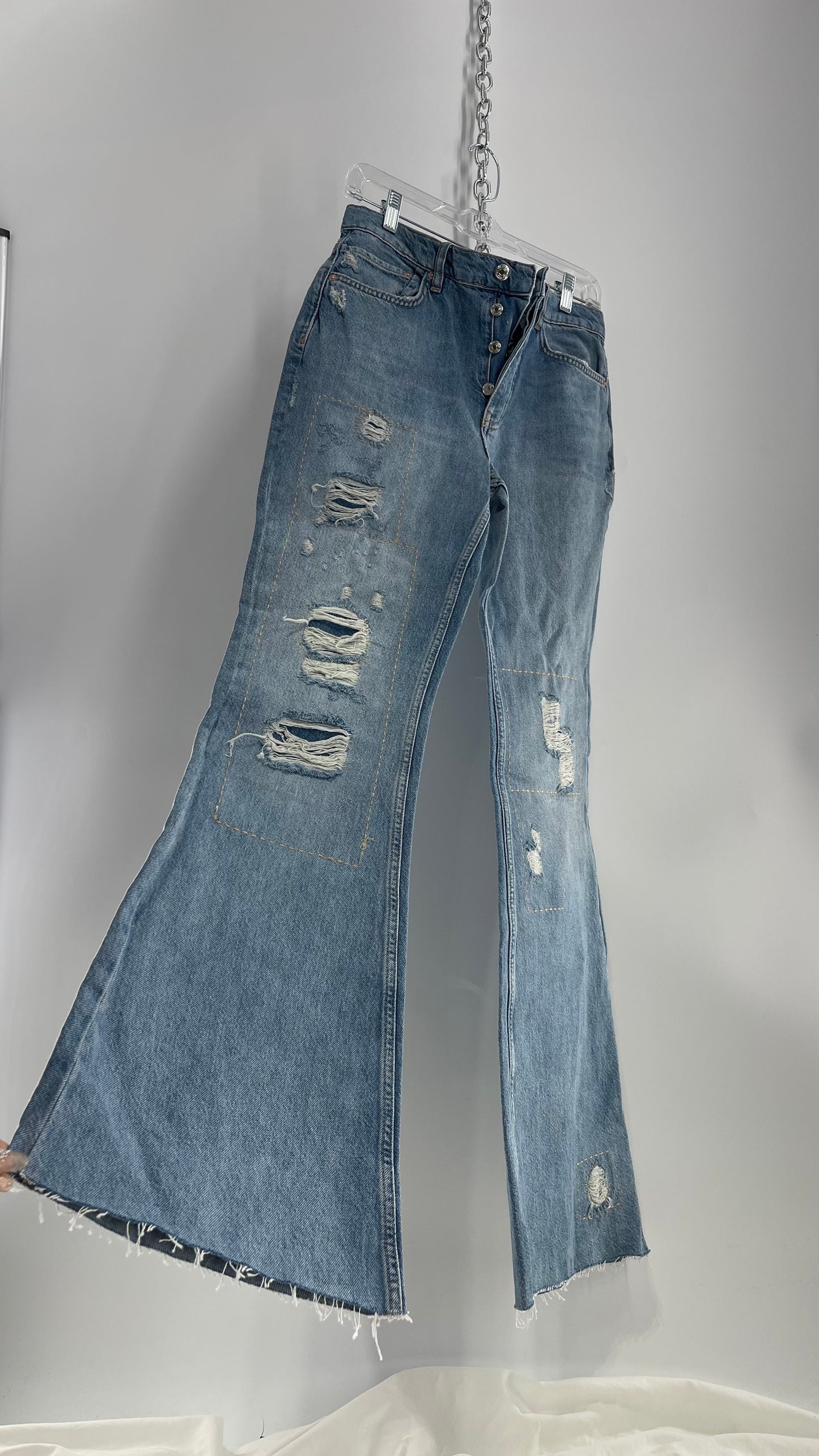 Free People Light Wash Jeans with Embroidery, Stitching, and Distressing (26)