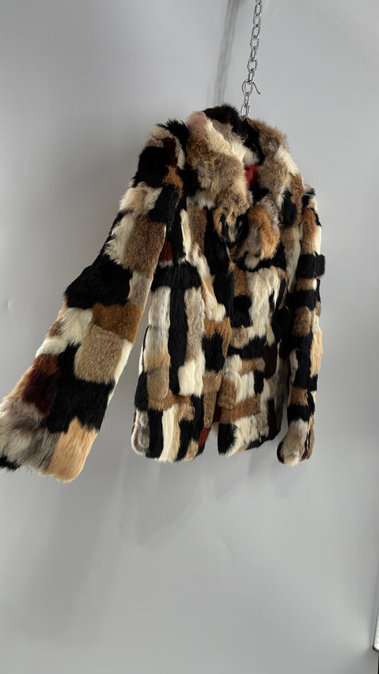 Vintage 1970s FURMOSTE Genuine French Rabbit Fur Patchwork Jacket  (7/8)