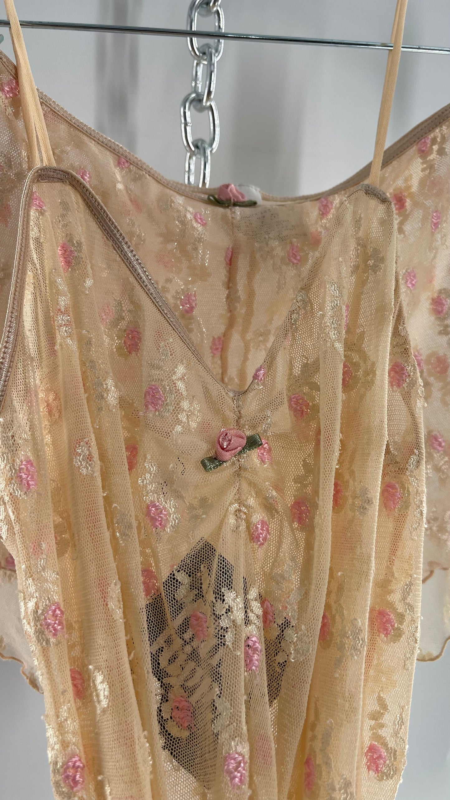 Vintage Secret Treasures Soft Rose Lace Tank and Shorts Set (Large)