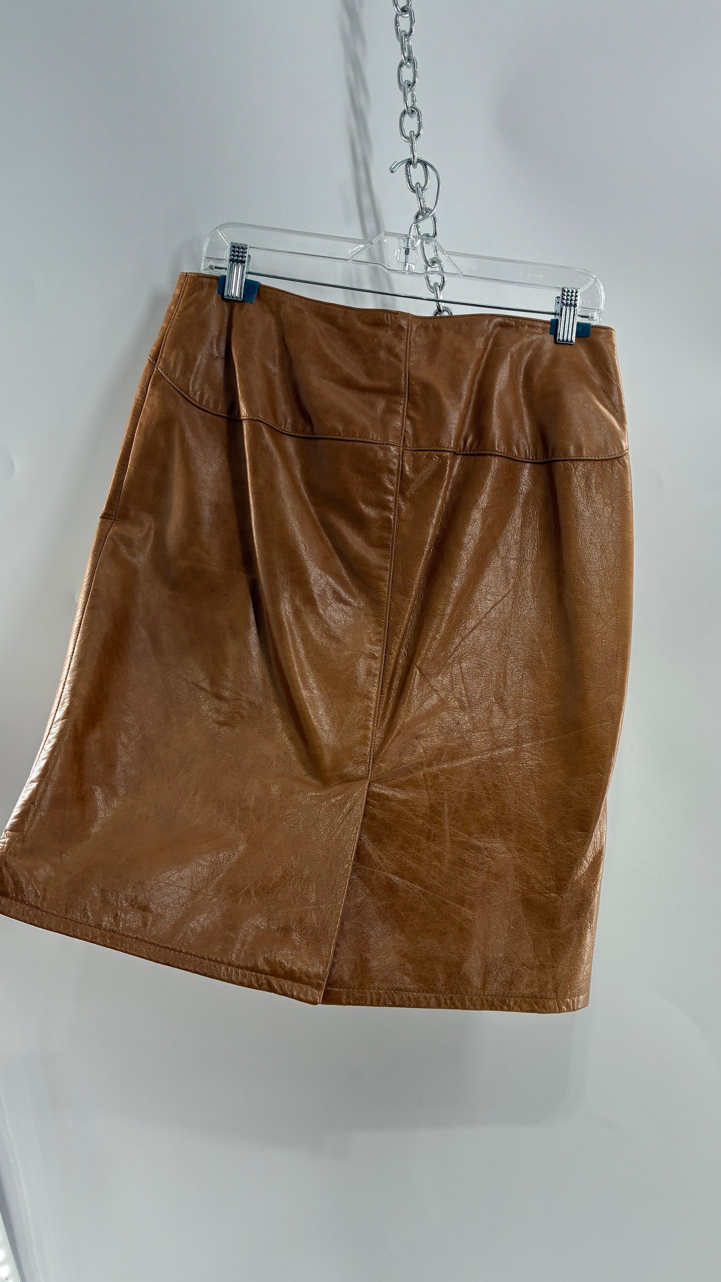 Vintage GAP Camel Leather Hip Skirt with Hip Detail (6)