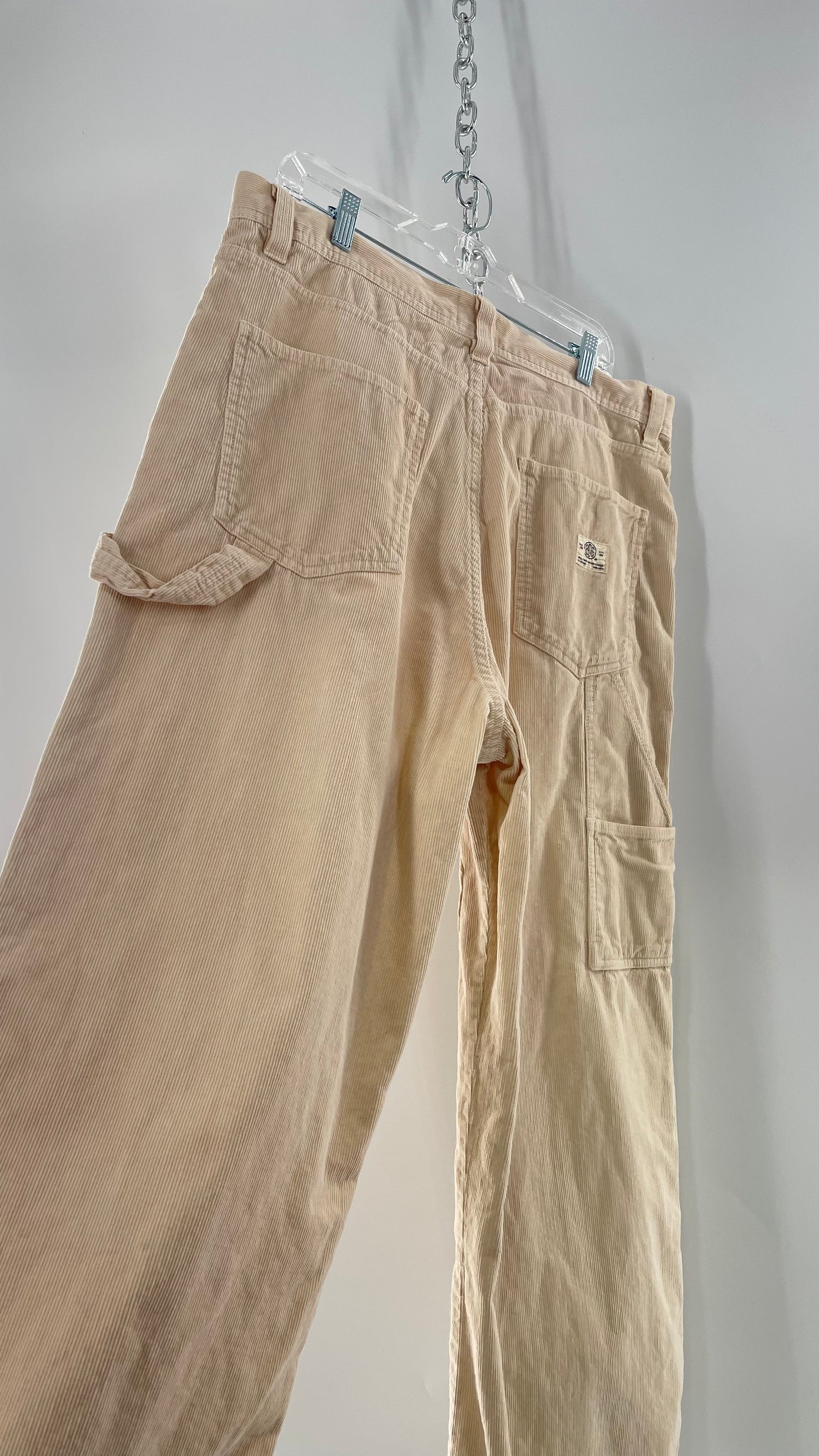 Urban Outfitters BDG Beige Corduroy Cargos with Leg Patches (36)