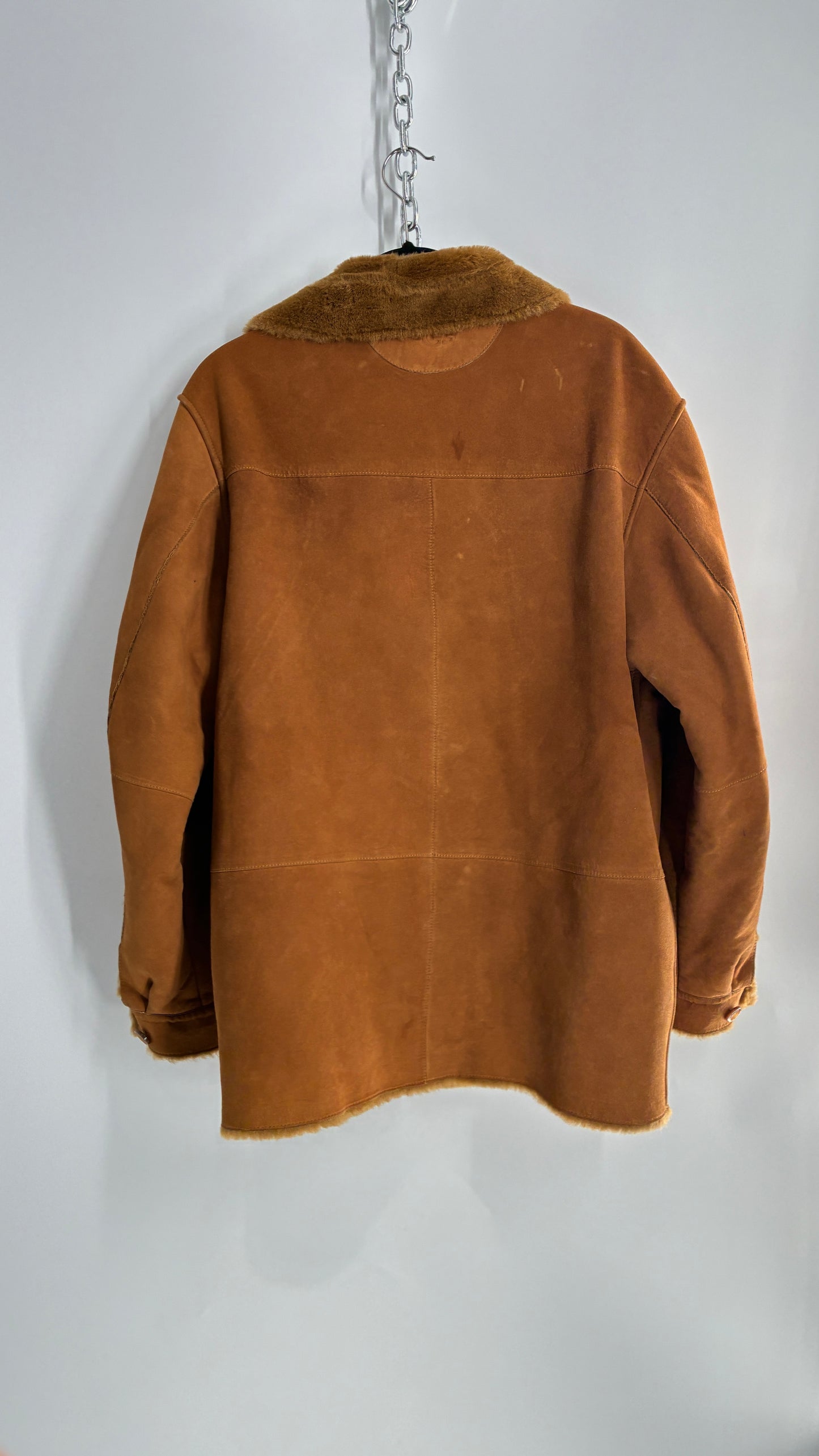 Vintage UGG Genuine Leather Button Front Fur Lined Jacket (Large)