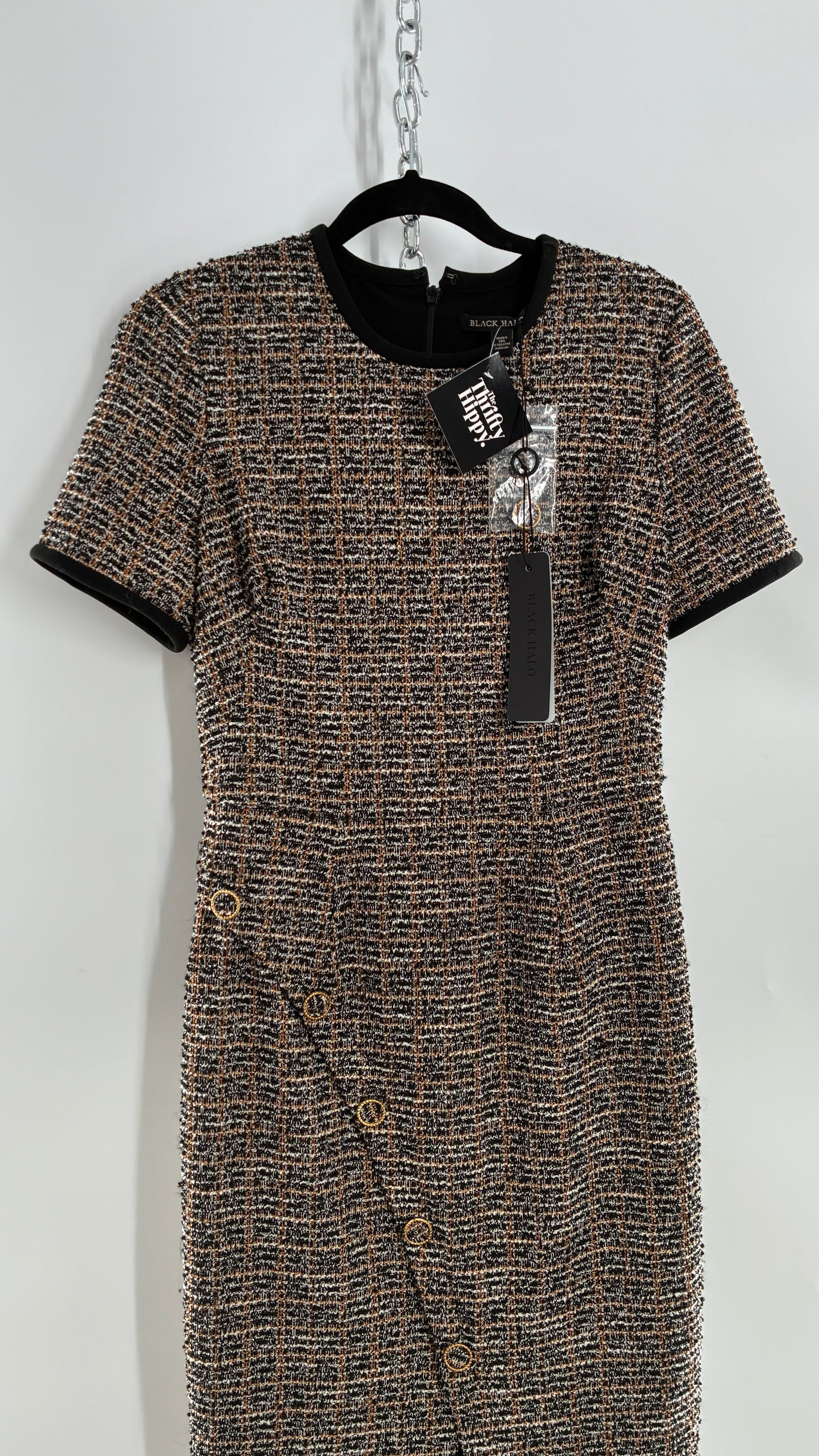 BLACK HALO Tweed Midi Dress with Tags Attached (8)