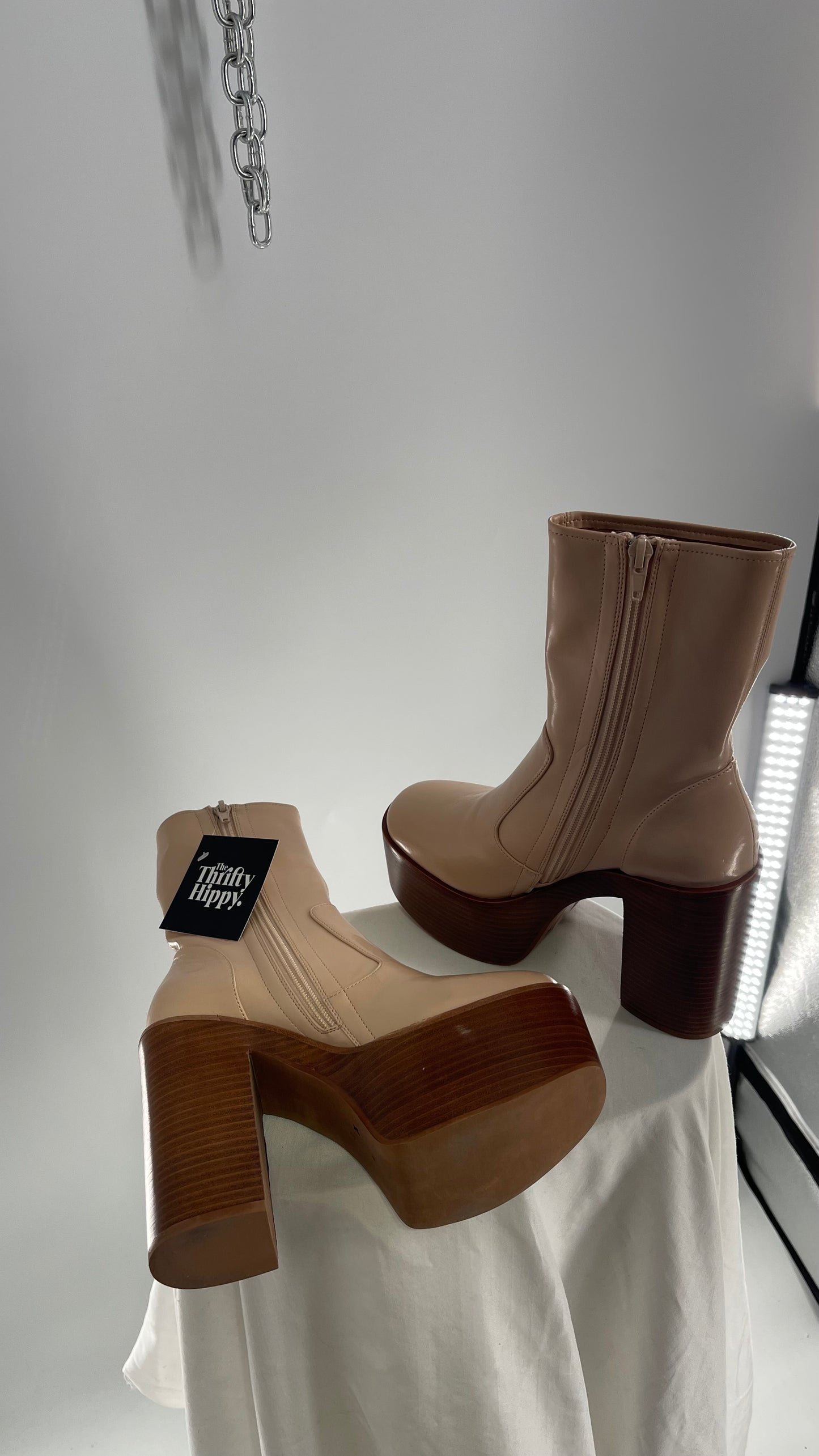 Jeffrey Campbell Mexique Beige Boot with Platform And Chunky Wooden Heel (6)