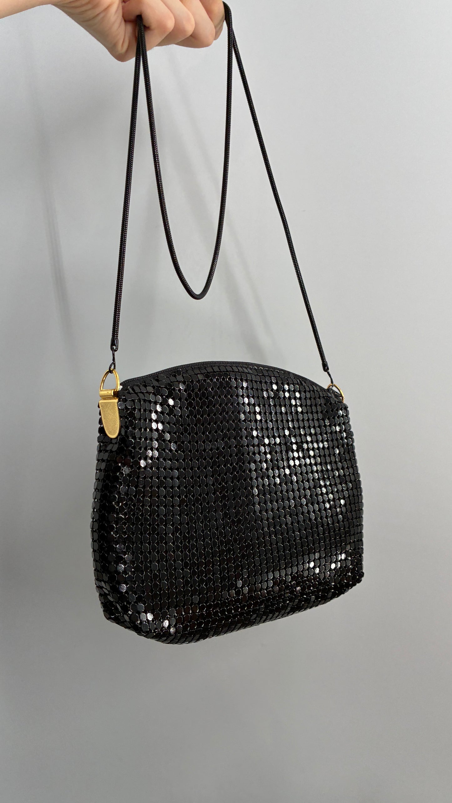 Vintage Black Metal Mesh Crossbody Purse